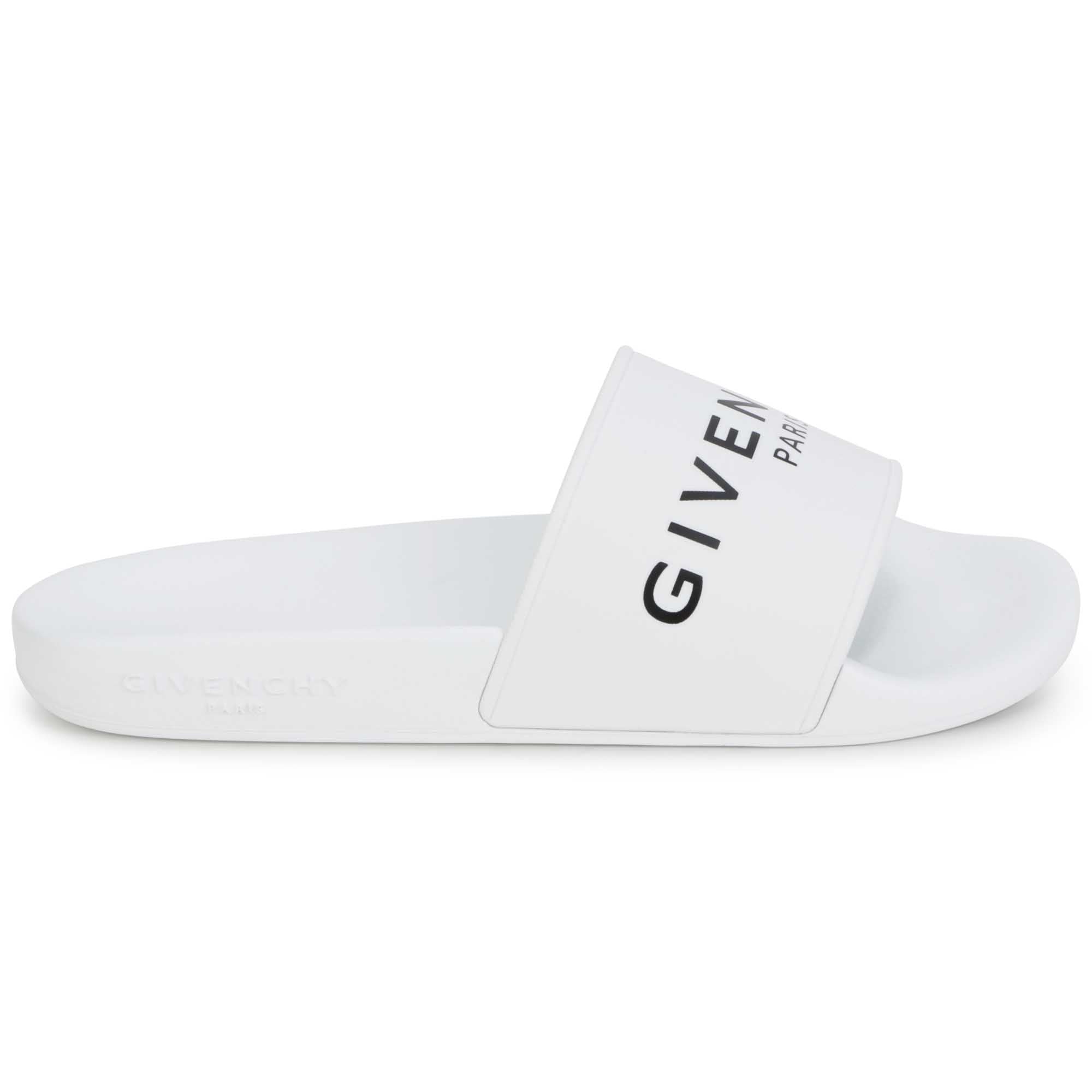 Boys White Logo Slippers