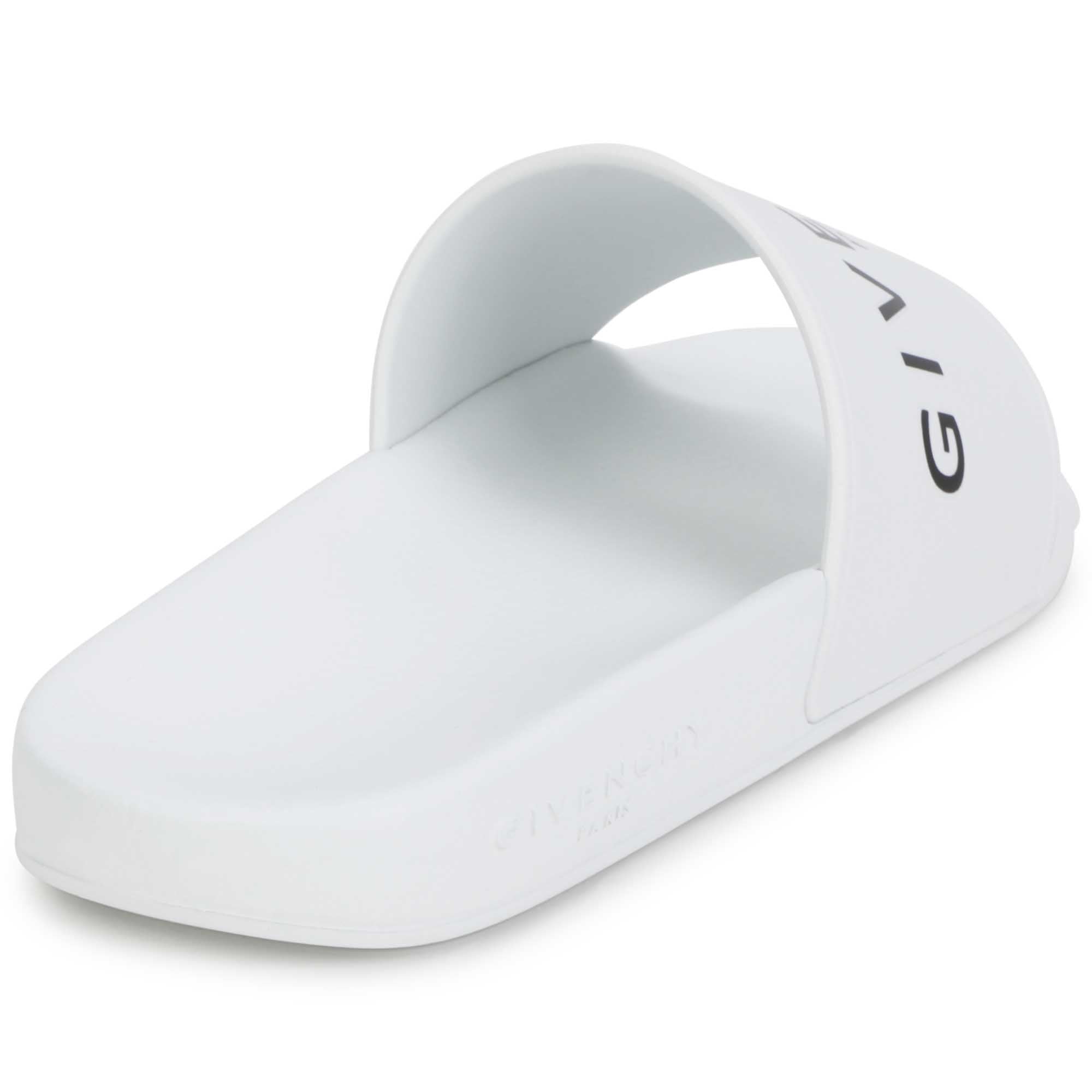 Boys White Logo Slippers