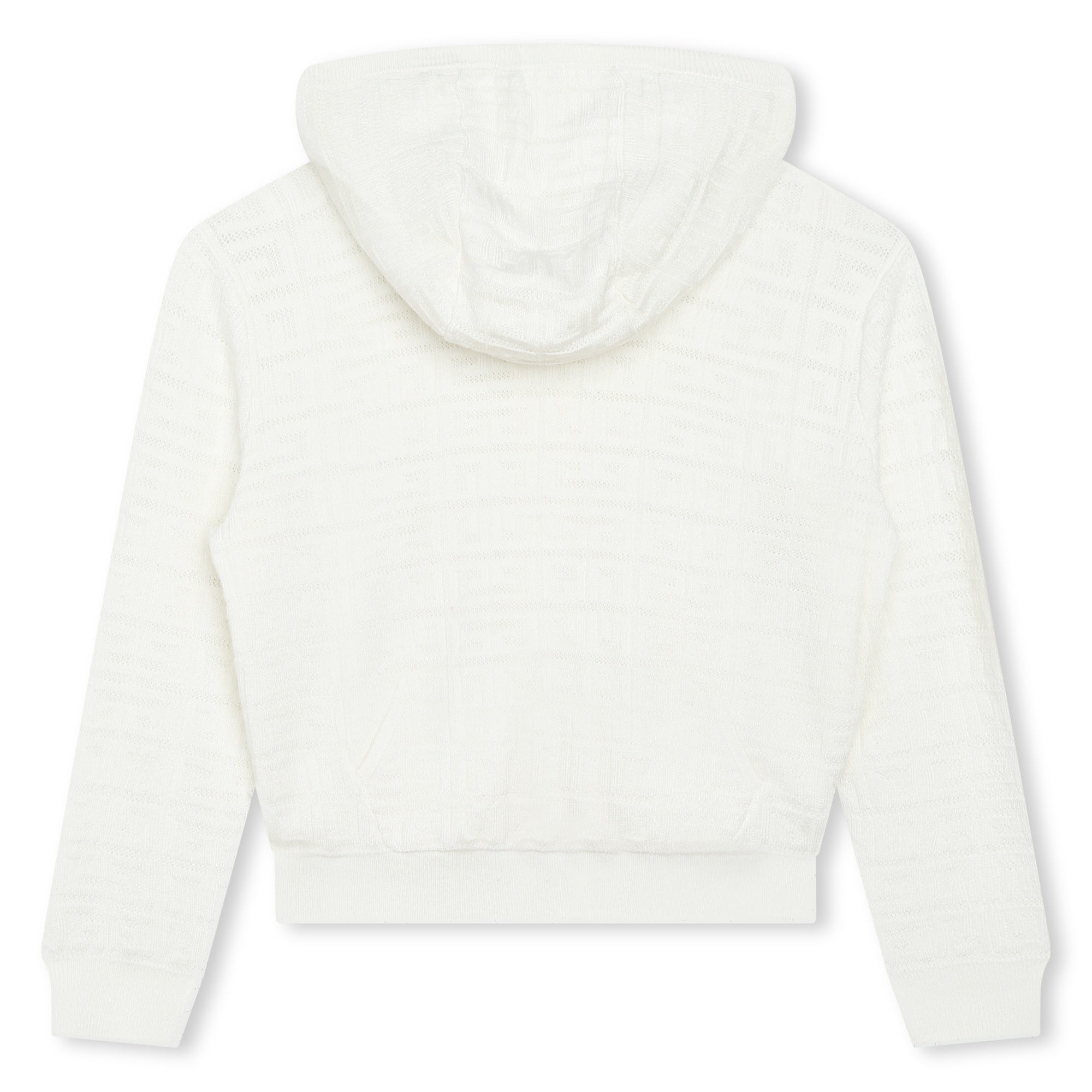 Girls White Knit Zip-Up Cardigan