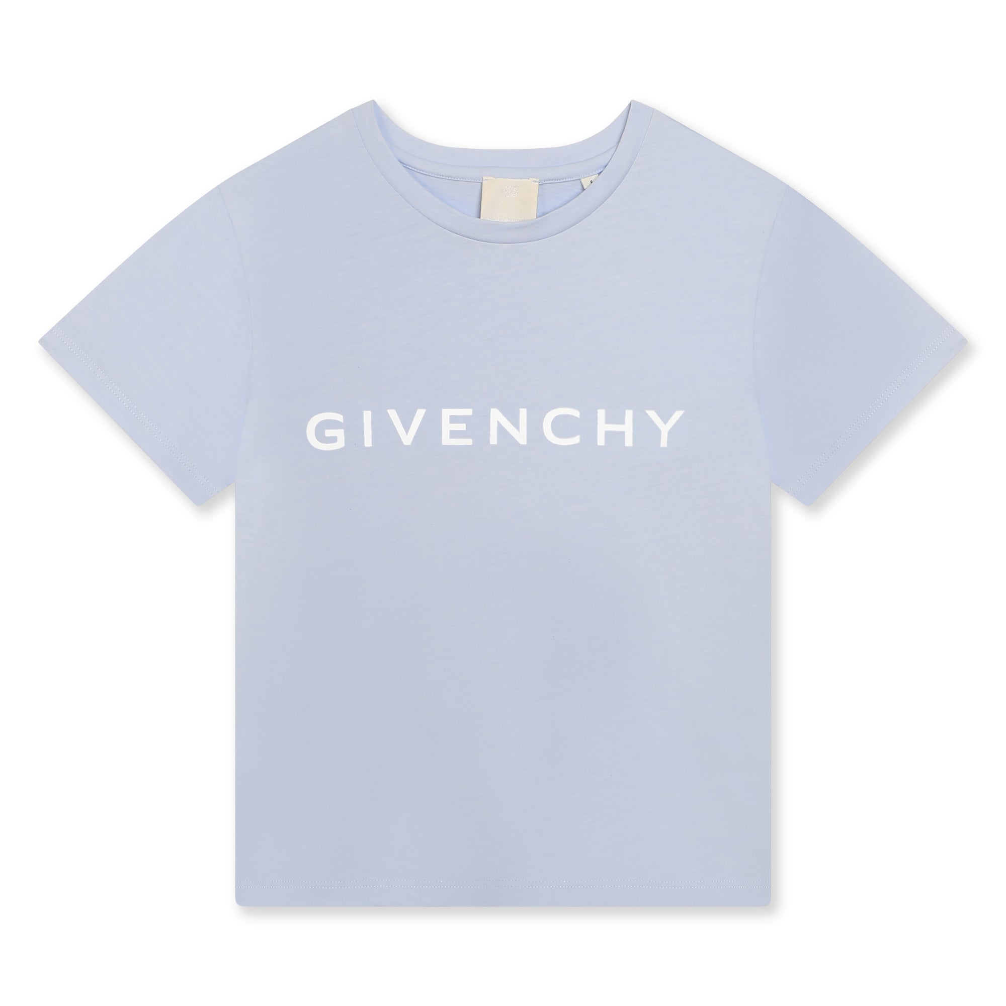 Girls Light Blue Logo Cotton T-Shirt