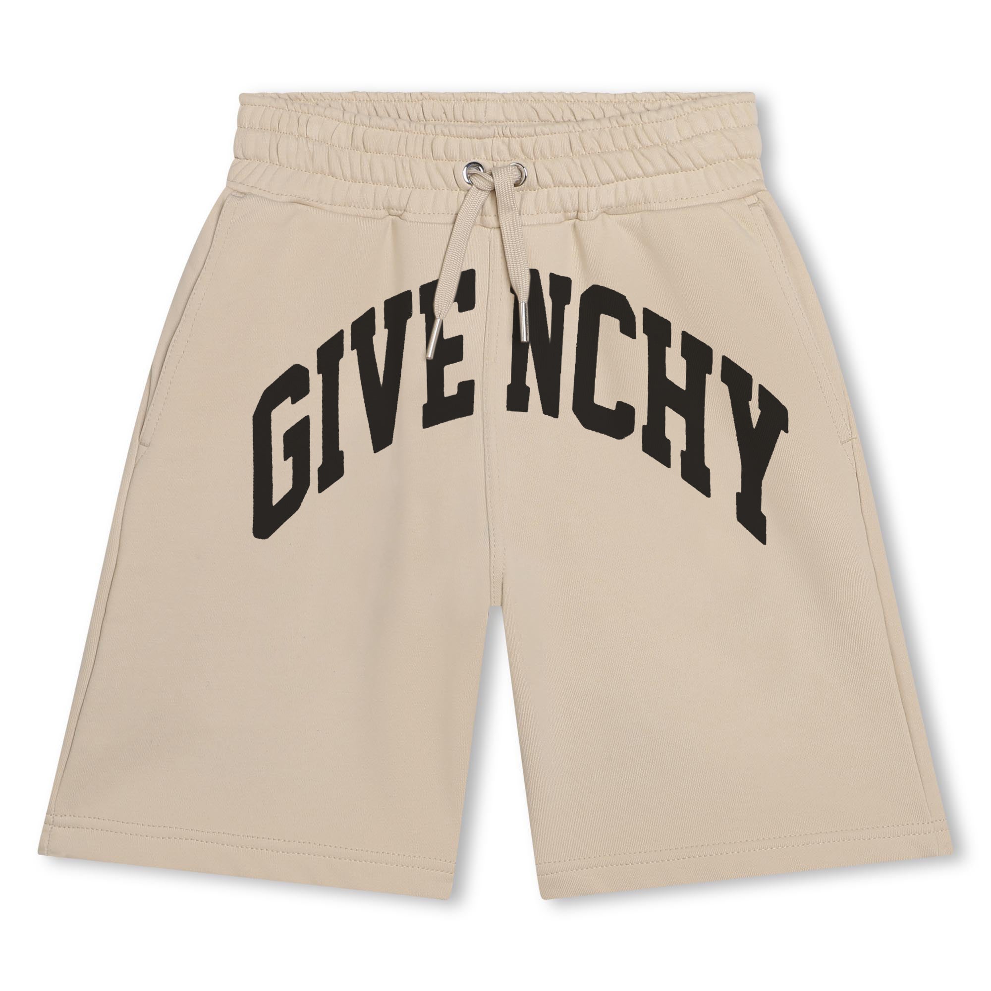 Boys Beige Logo Cotton Shorts