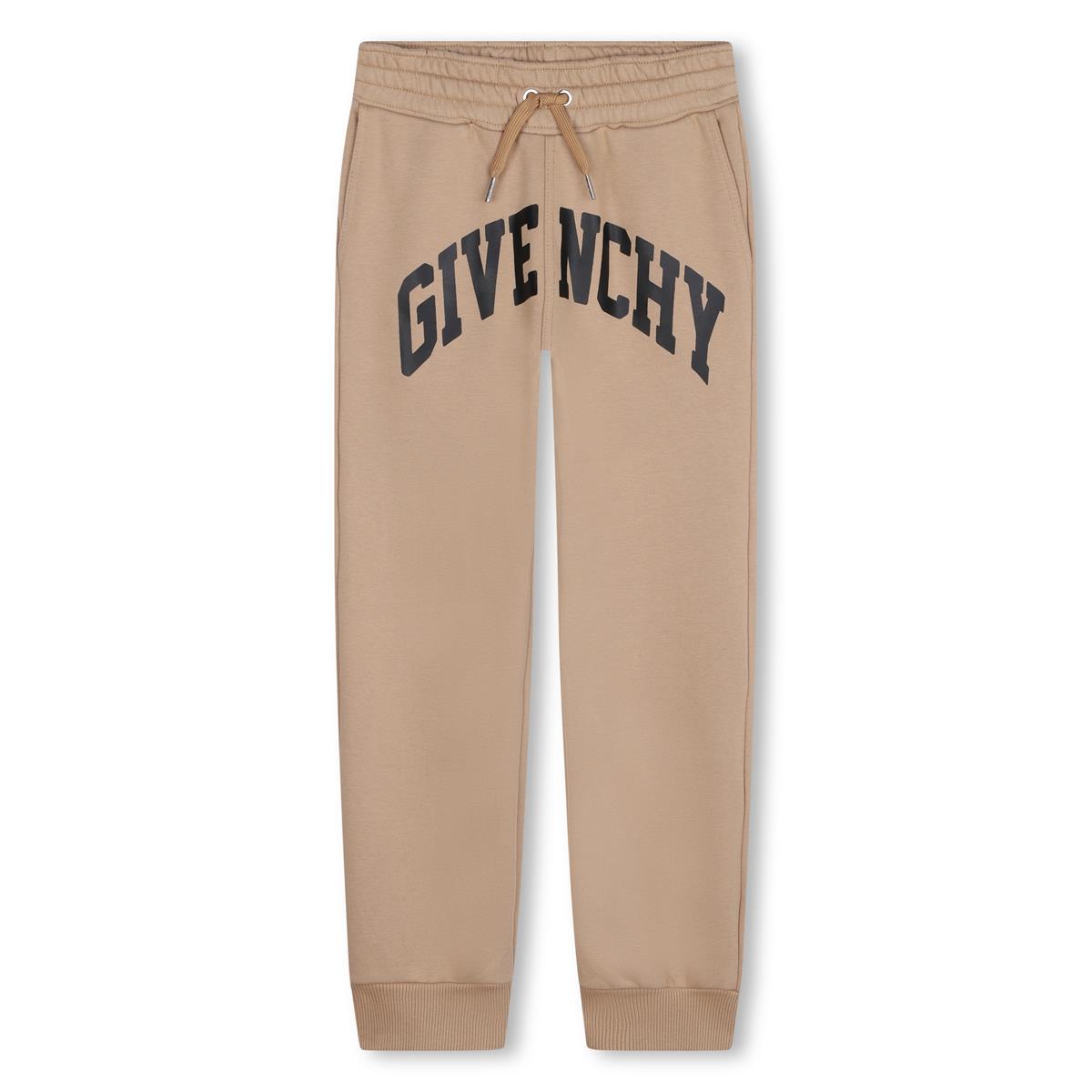 Boys Beige Logo Cotton Trousers