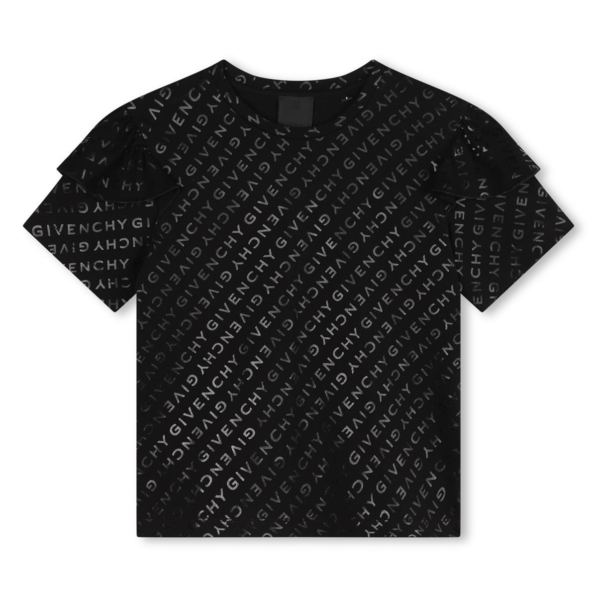 Girls Black Logo Cotton T-Shirt