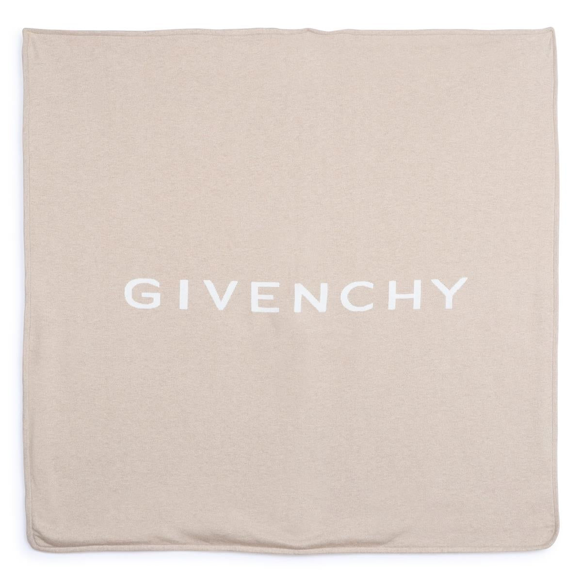 Baby Boys & Girls Beige Logo Cotton Blanket(80x80cm)