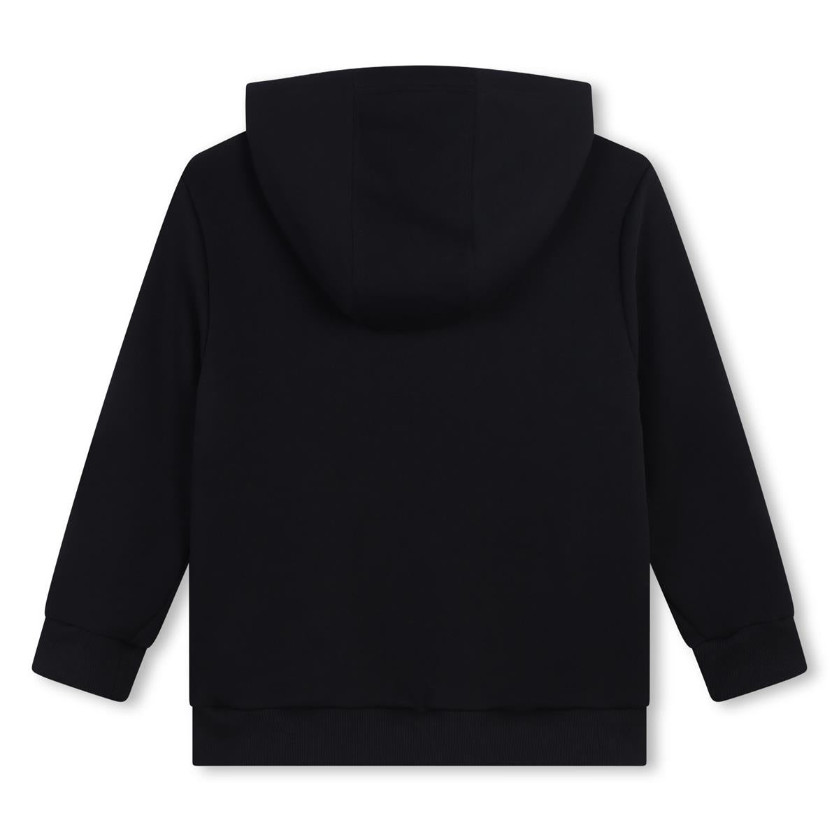 Boys Black Hooded Cotton Sweatshirt