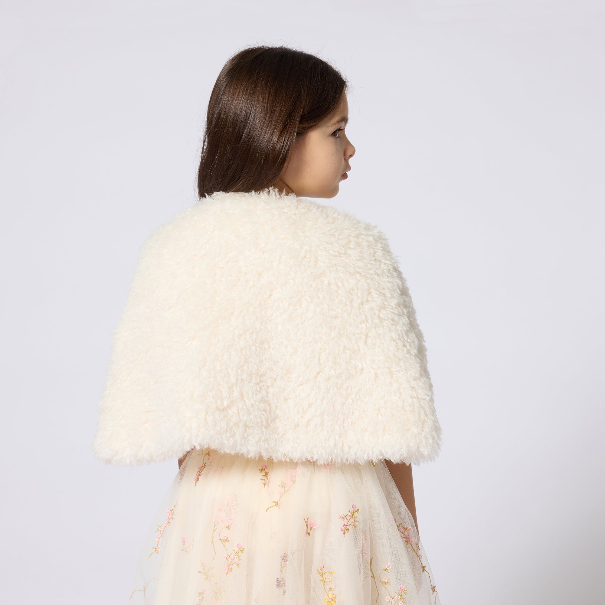 Girls White Embroidered Tulle Skirt