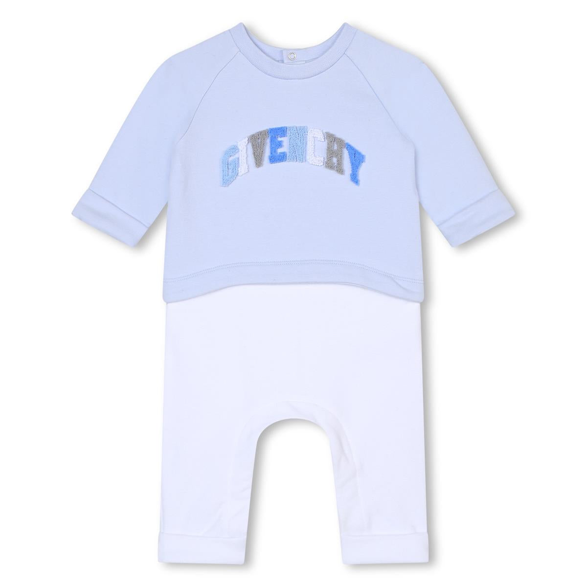 Baby Boys & Girls Blue Cotton Babysuit