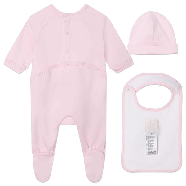 Baby Girls Pink Cotton Babysuit Set