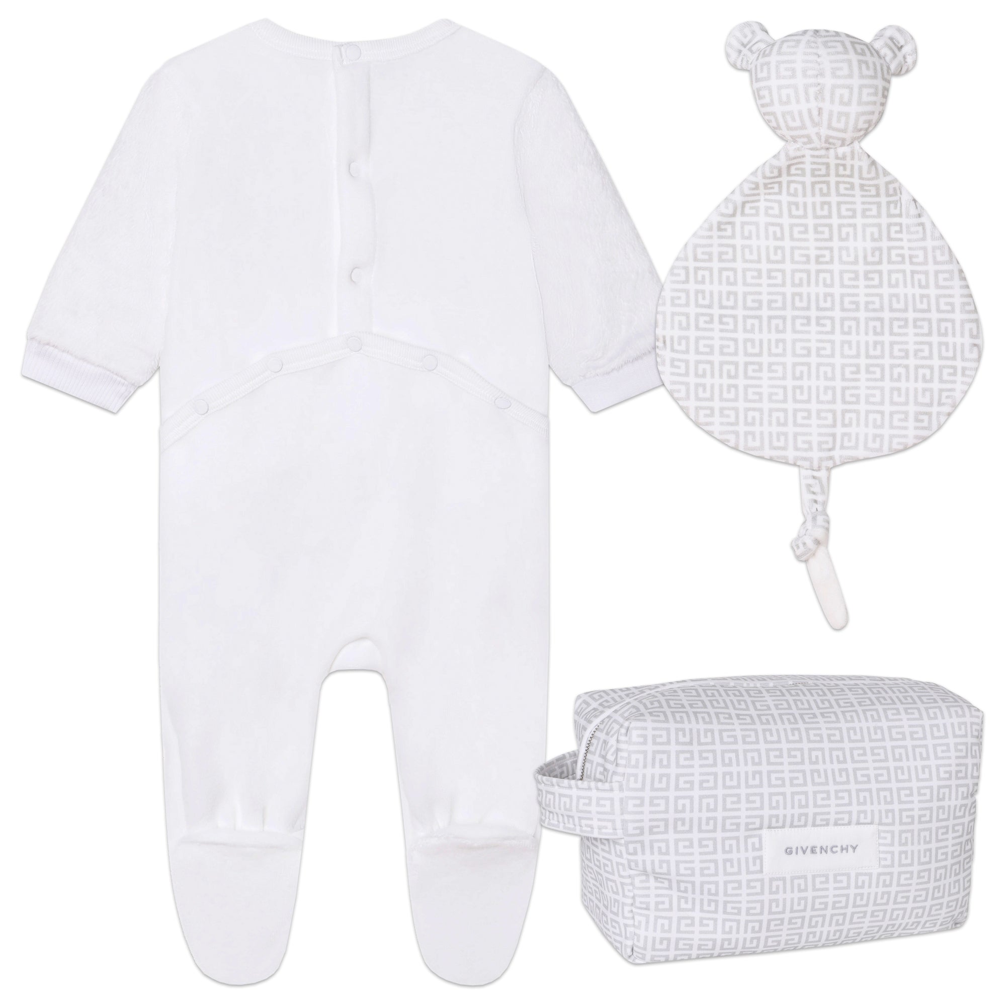 Baby Boys & Girls White Logo Cotton Babysuit Set