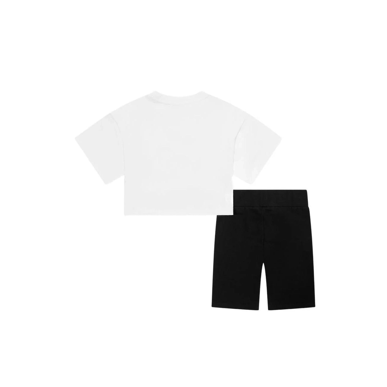 Girls White & Black Bear Printed Cotton Set