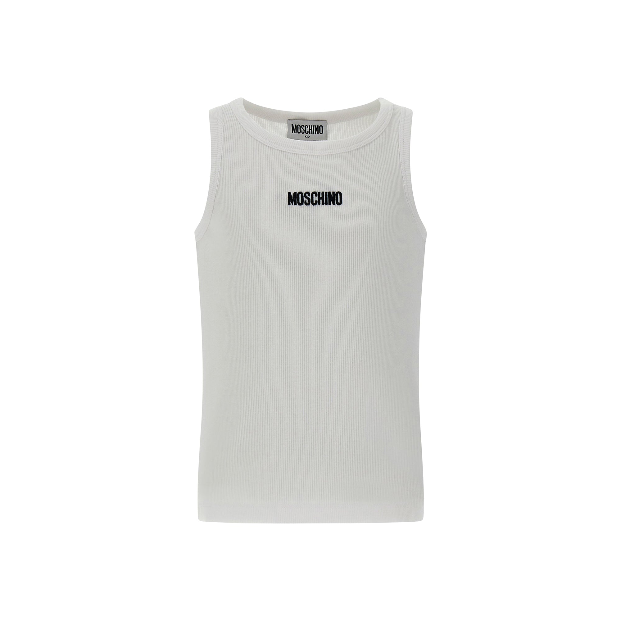 Girls White Embroidered Logo Cotton Vest