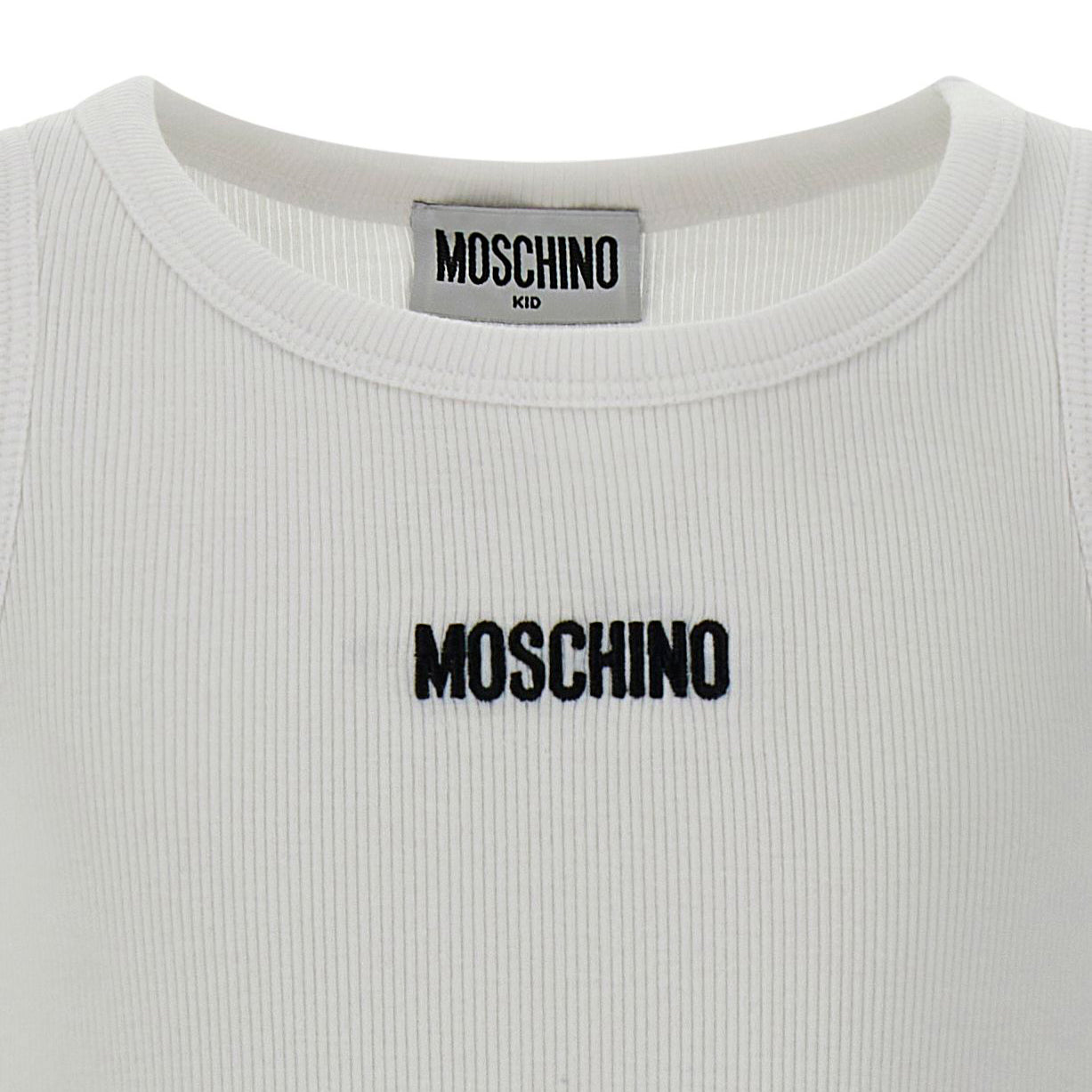 Girls White Embroidered Logo Cotton Vest