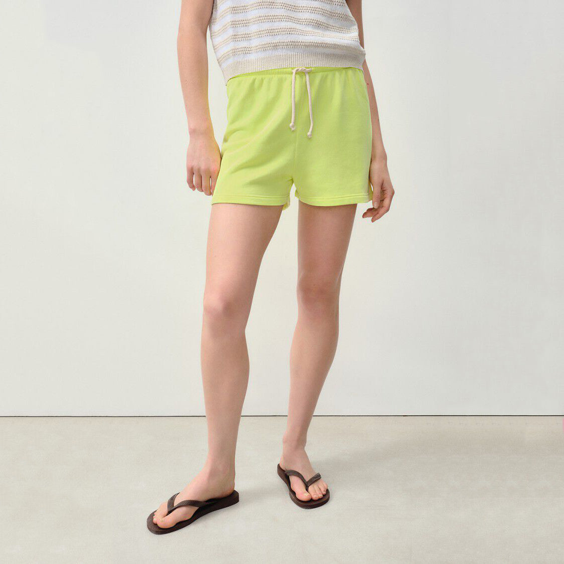 Women Fluo Green Cotton Shorts