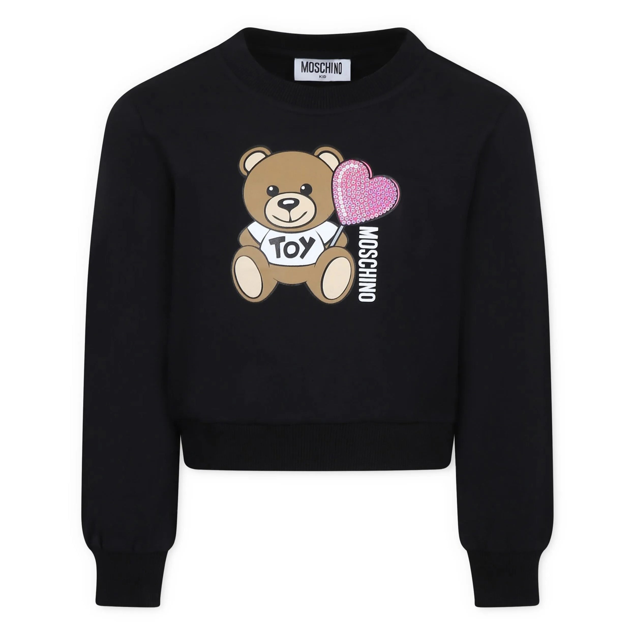 Girls Black Printed Cotton Sweatshirt