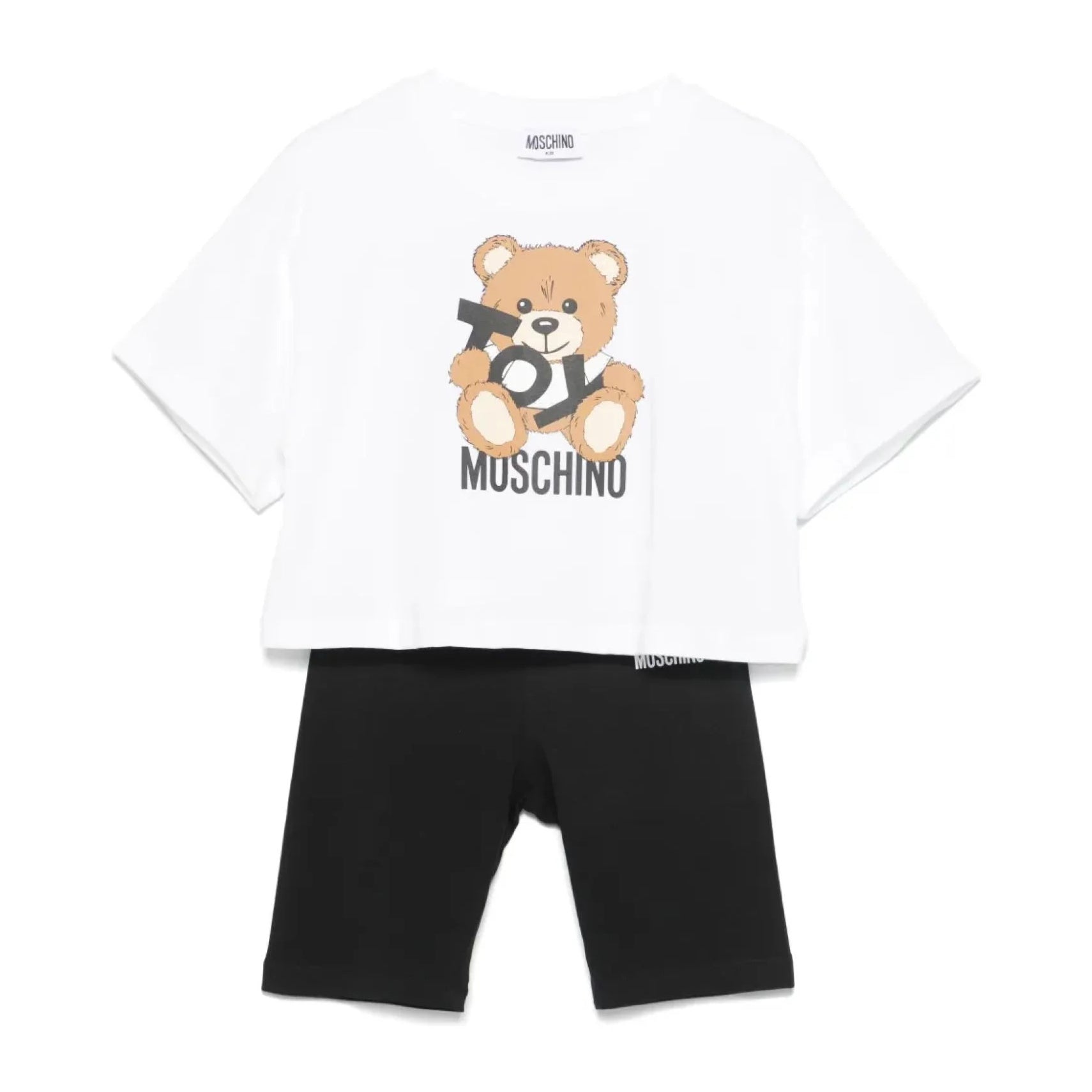 Girls White & Black Printed Cotton Set