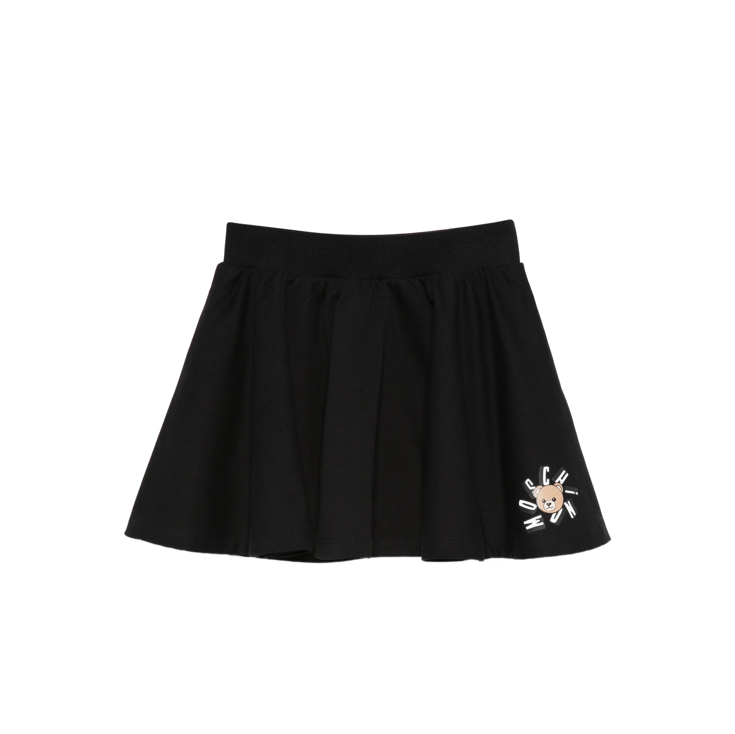 Girls Black Bear Printed Cotton Skirt