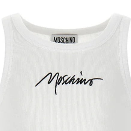 Girls White Embroidered Logo Cotton Vest