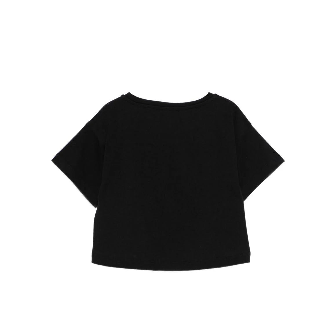 Girls Black Circular Logo Cotton T-Shirt