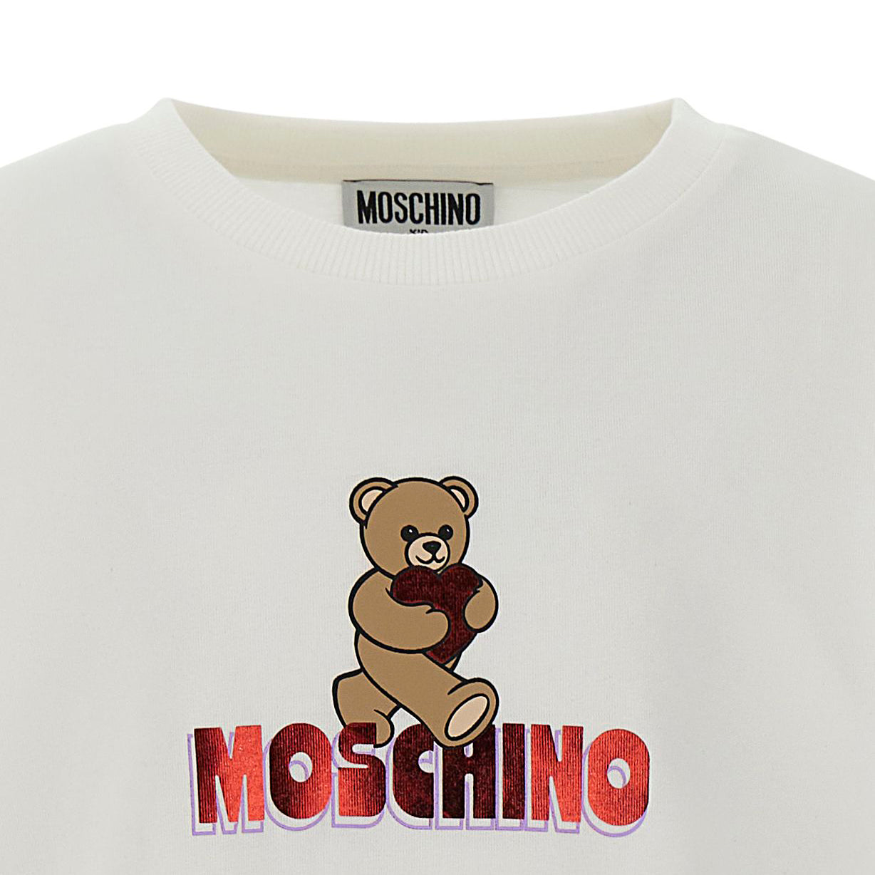 Girls White Bear Printed Cotton T-Shirt