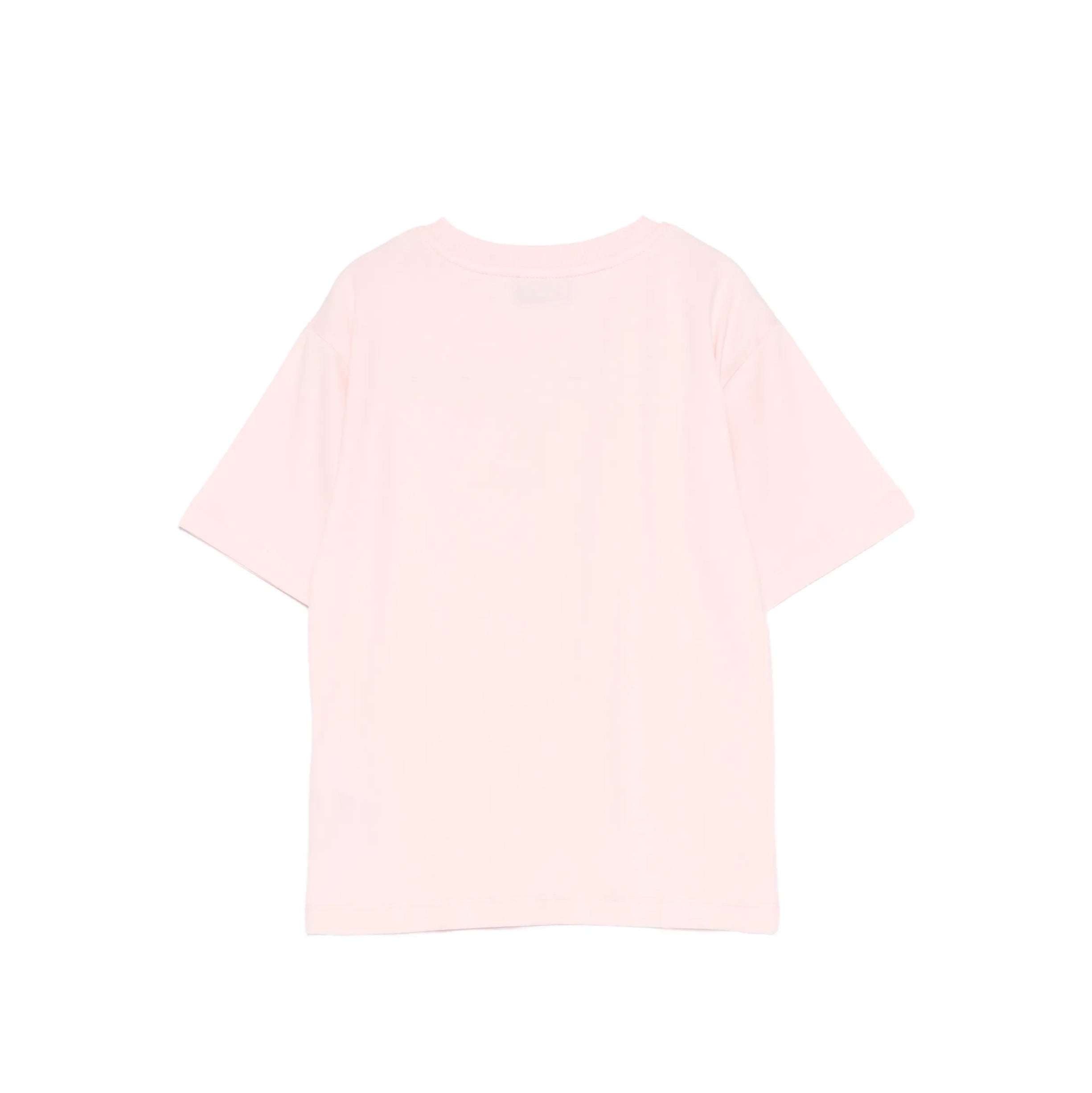 Girls Light Pink Bear Printed Cotton T-Shirt