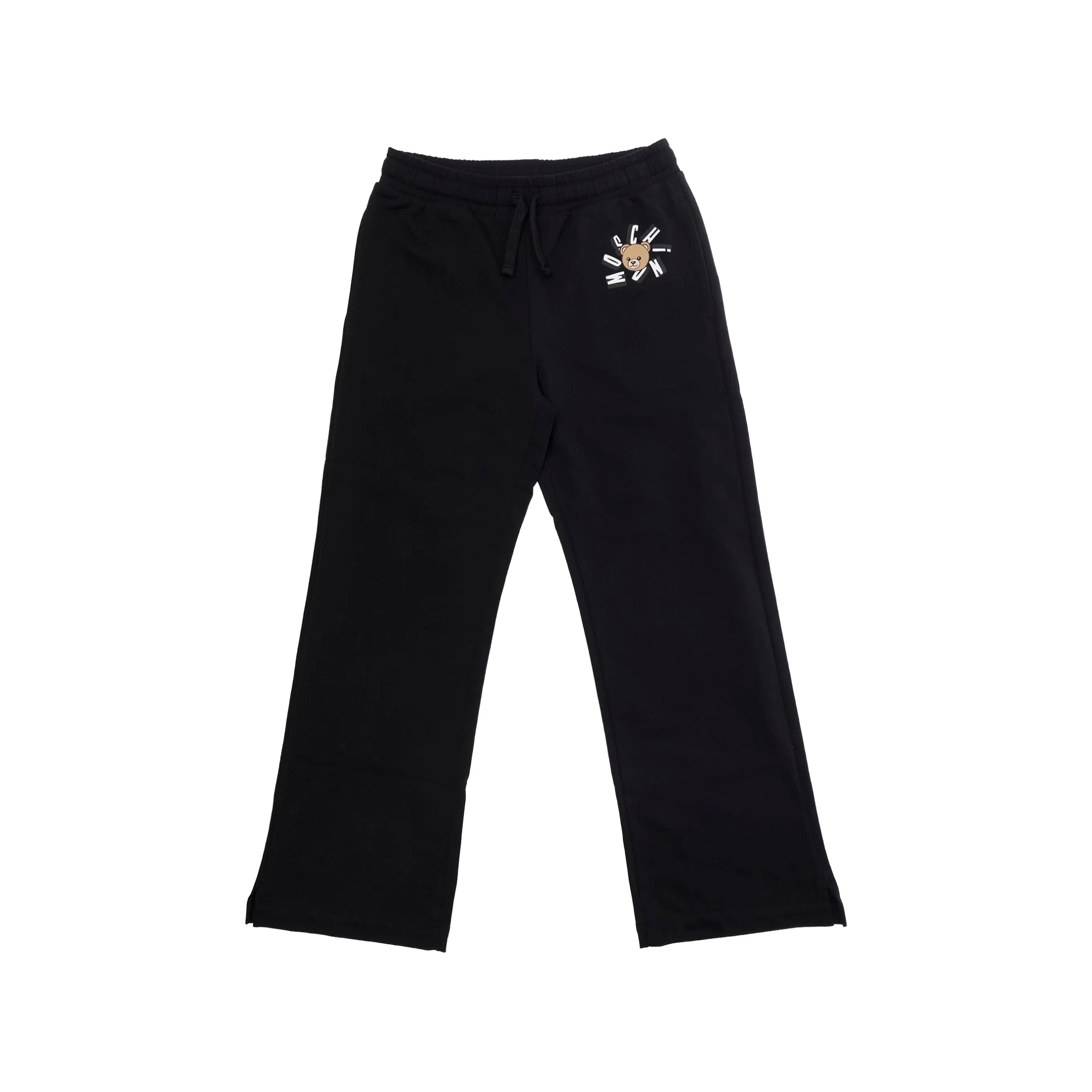 Girls Black Bear Printed Cotton Trousers