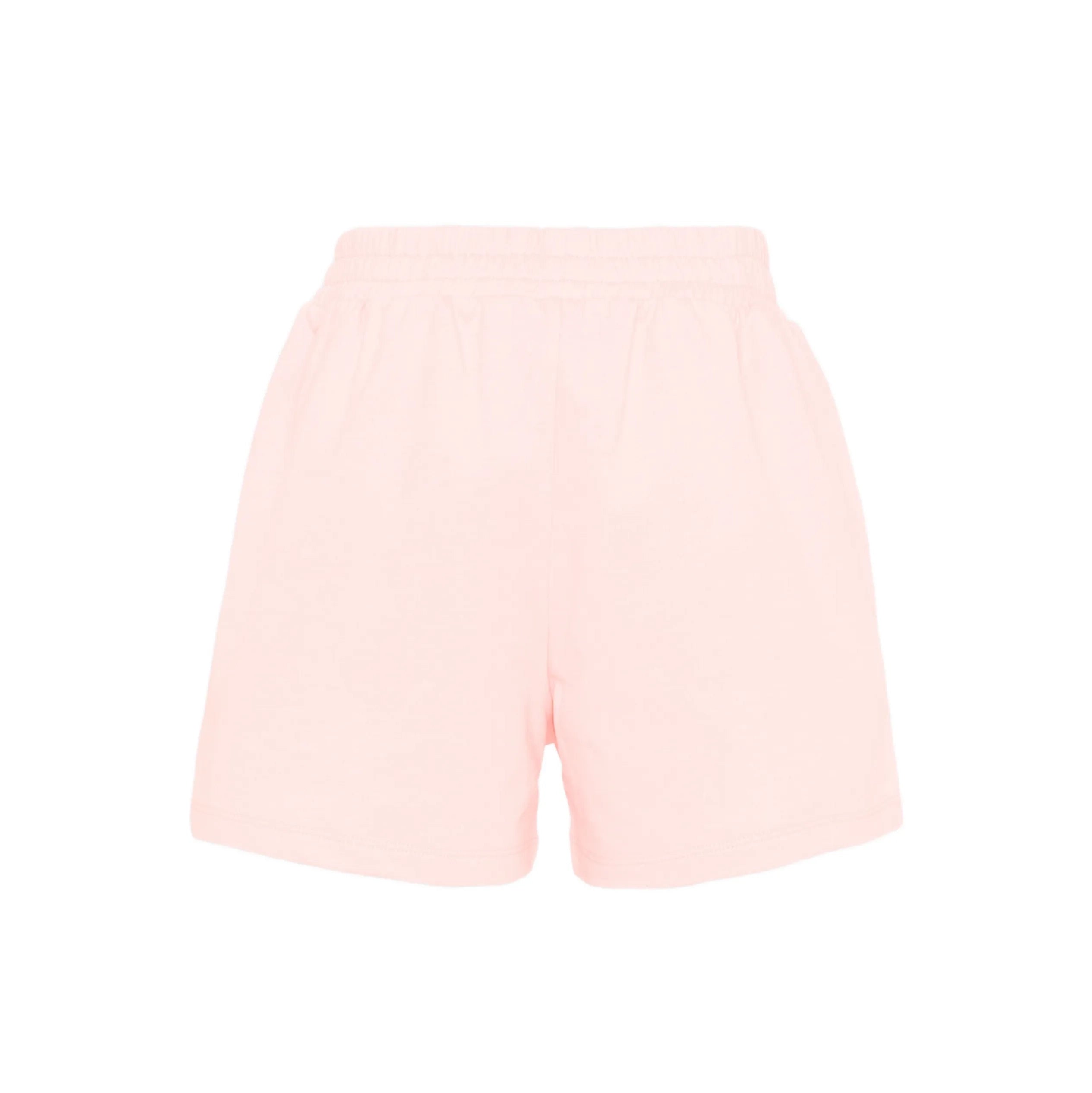 Girls Light Pink Bear Printed Cotton Shorts