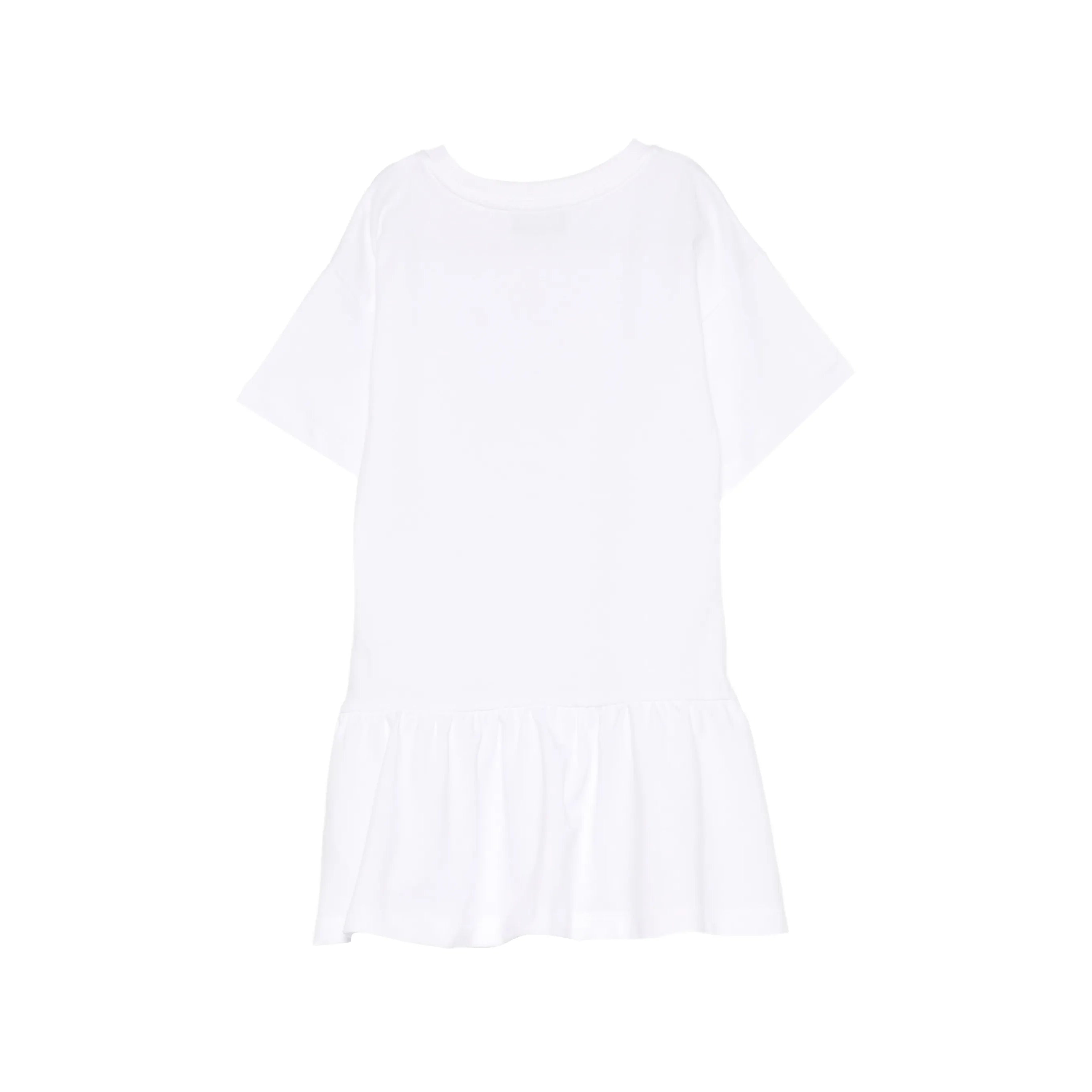 Girls White Bear Printed Cotton Dress