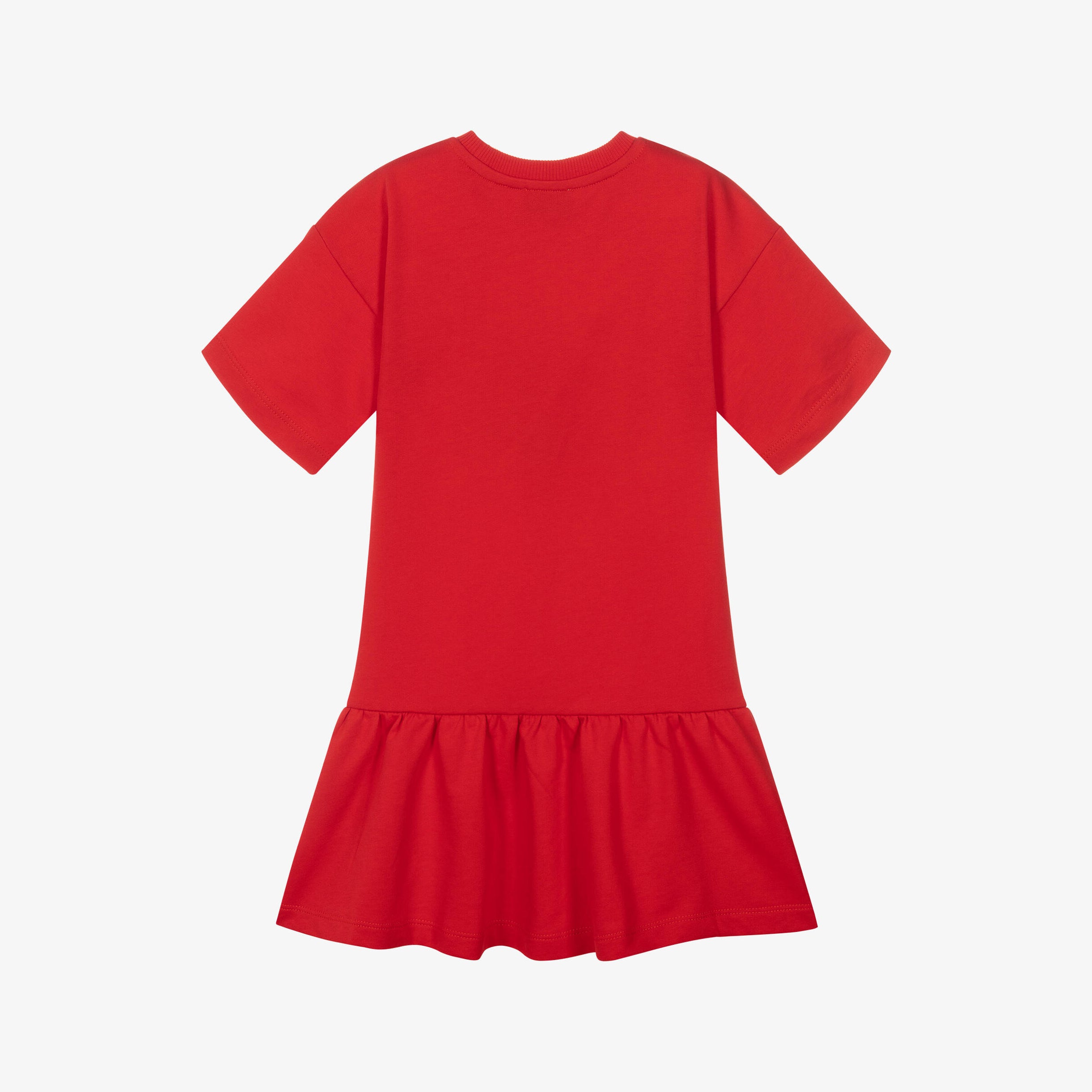 Girls Red Bear Printed Cotton Dress