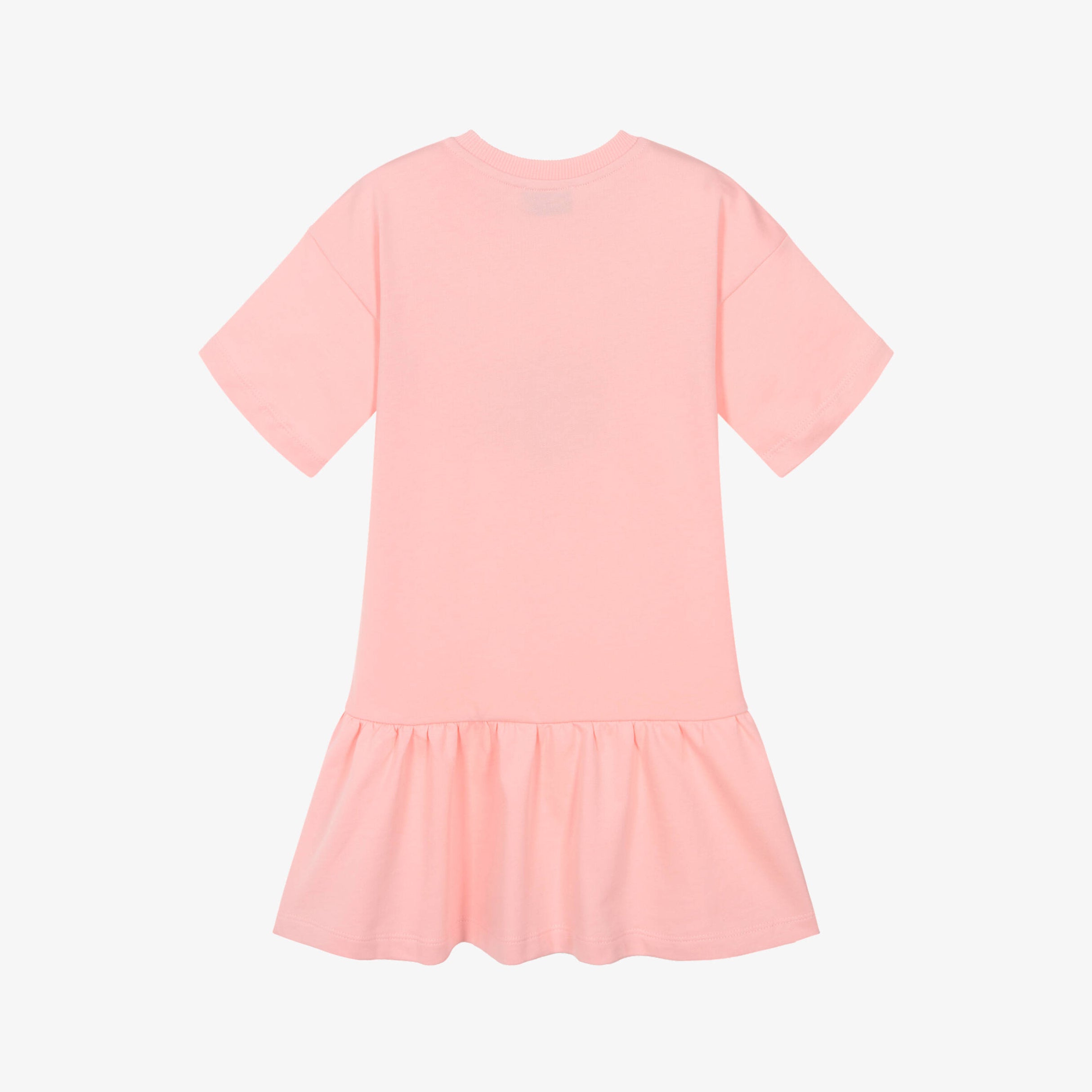 Girls Light Pink Bear Printed Cotton Dress