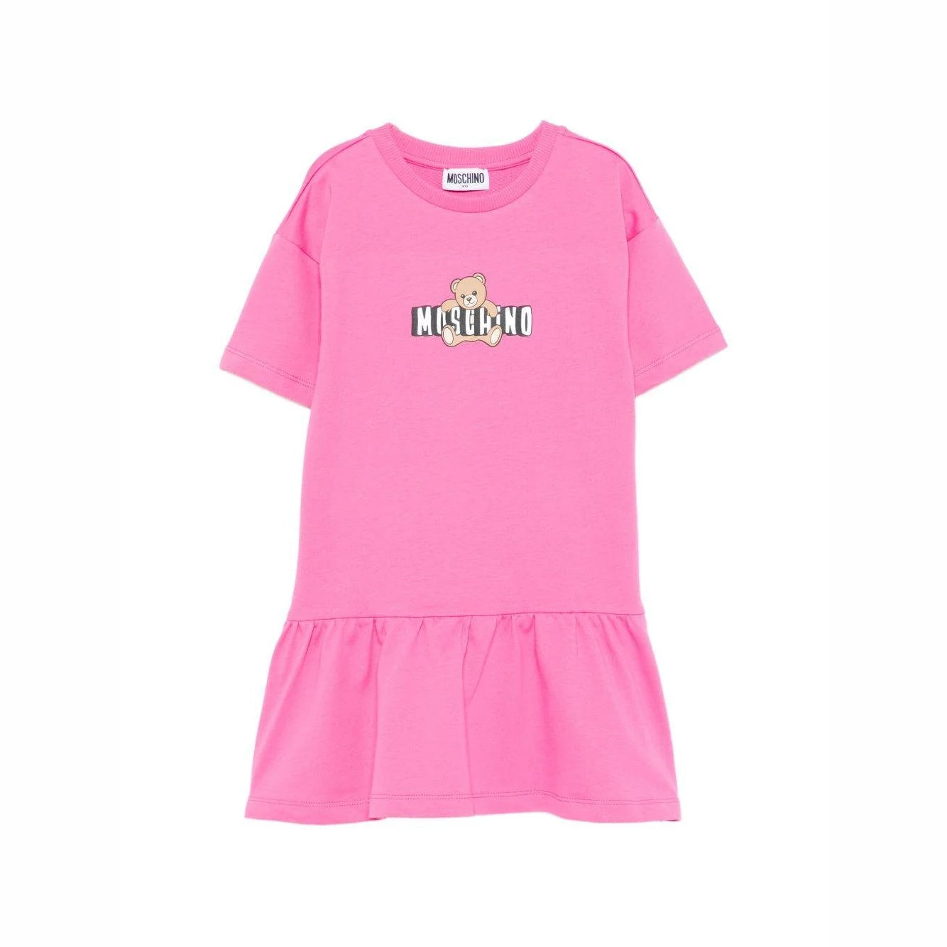 Girls Pink Bear Printed Cotton Dress