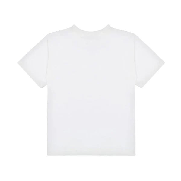 Girls White Printed Logo Cotton T-Shirt