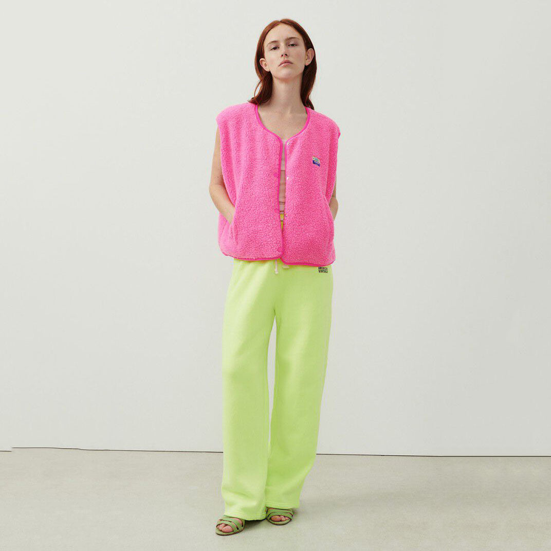 Women Bright Pink Sherpa Gilet