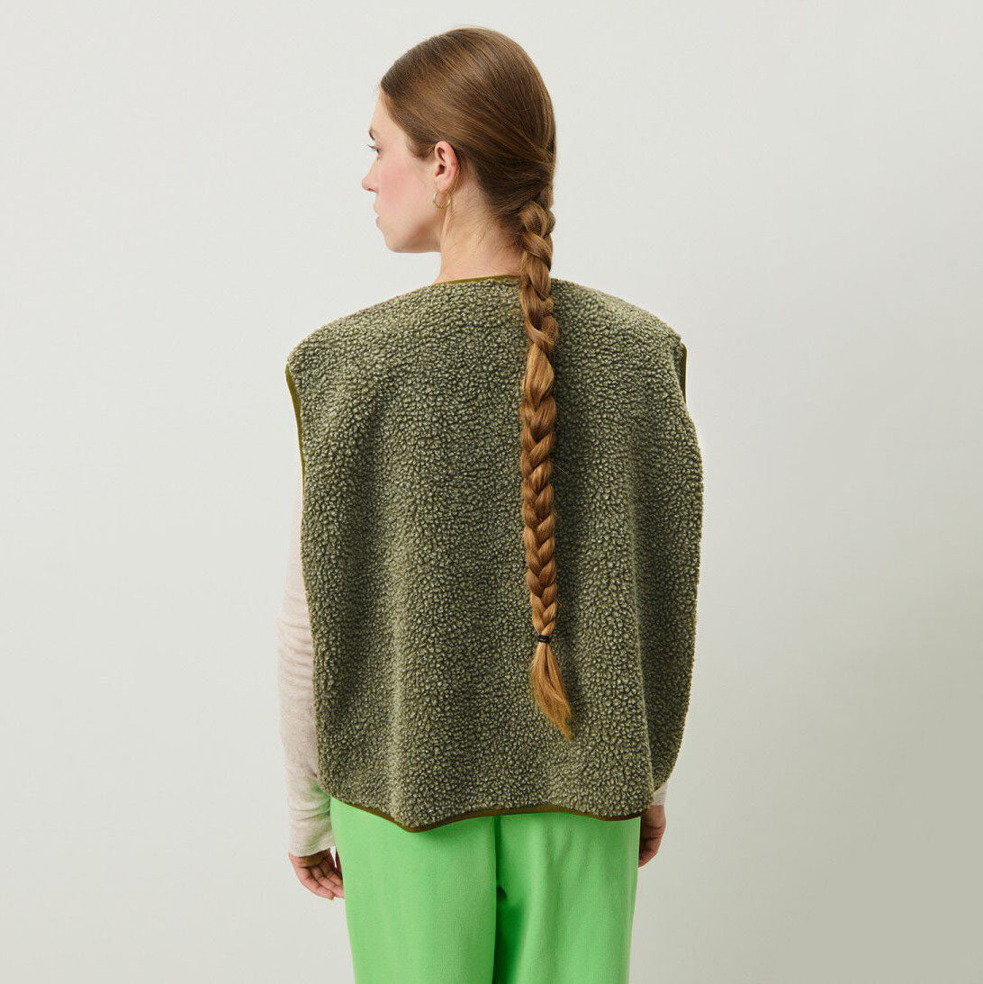 Women Green Sherpa Gilet