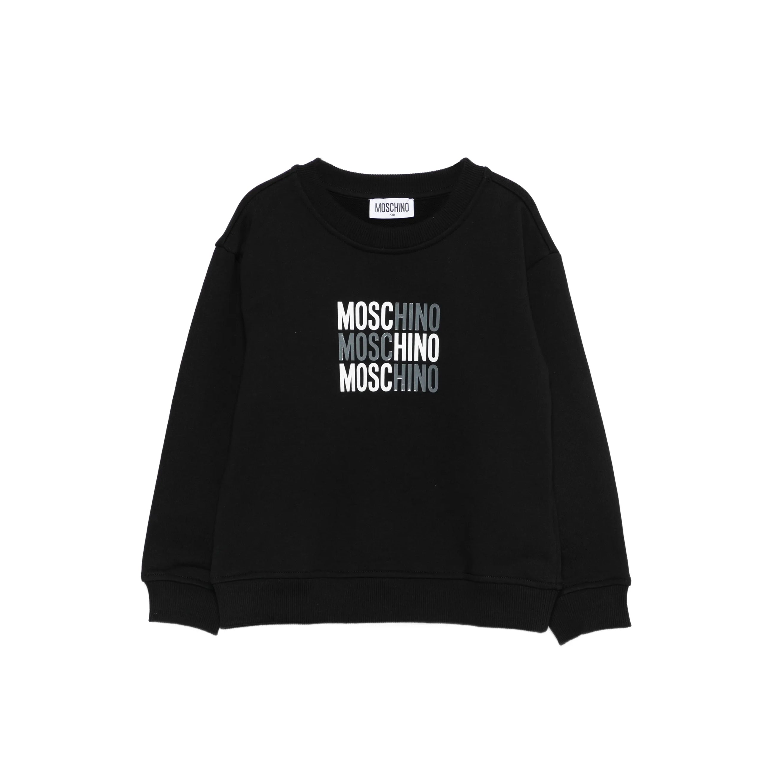 Boys & Girls Black Logo Cotton Sweatshirt