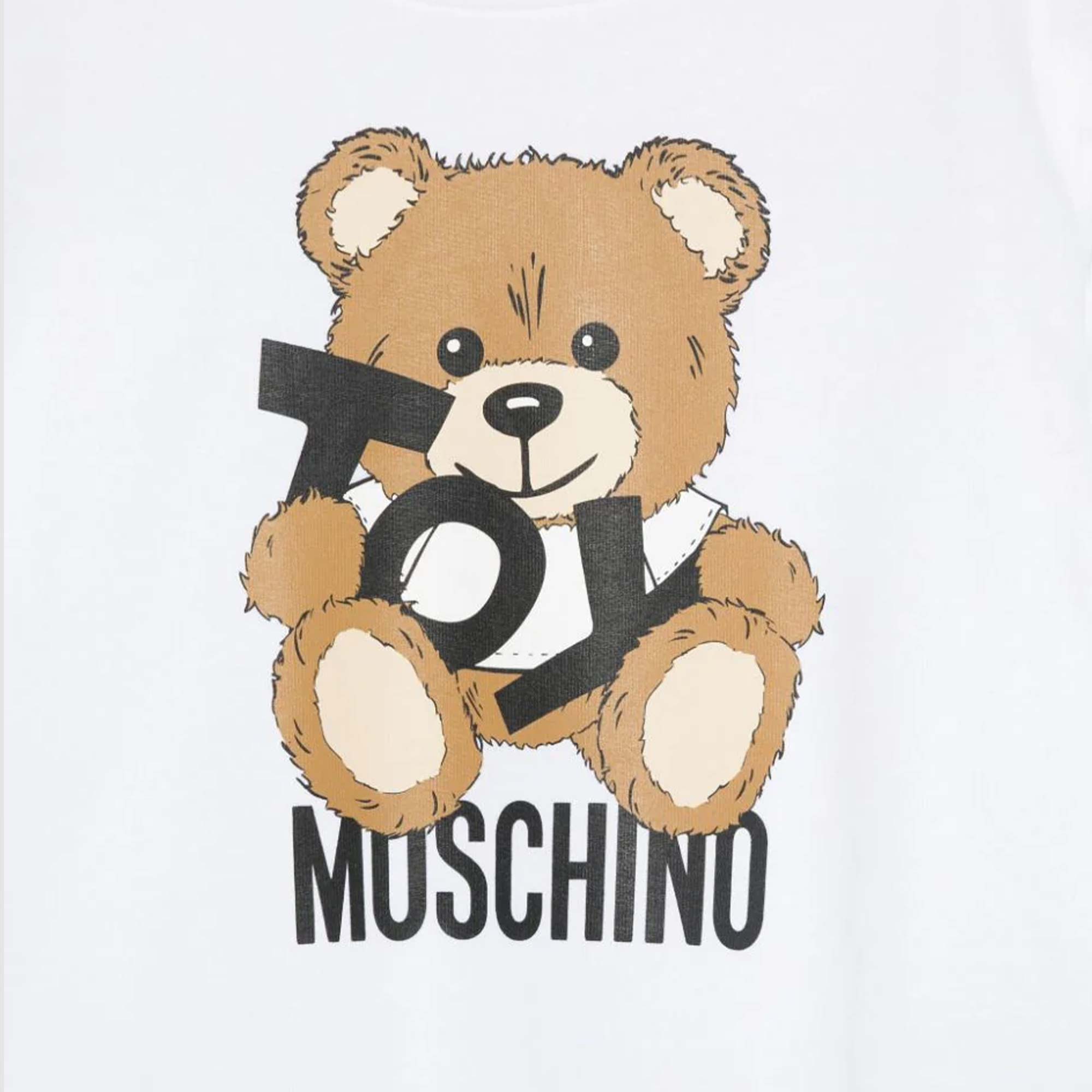 Boys & Girls White Printed Logo Cotton Sweatshirt
