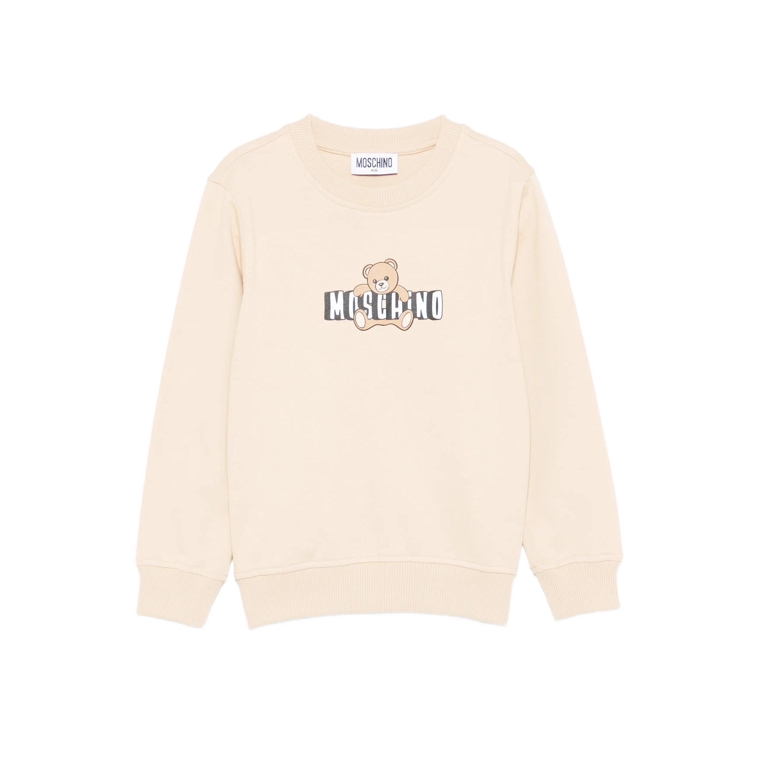 Boys & Girls Light Beige Bear Printed Cotton Sweatshirt