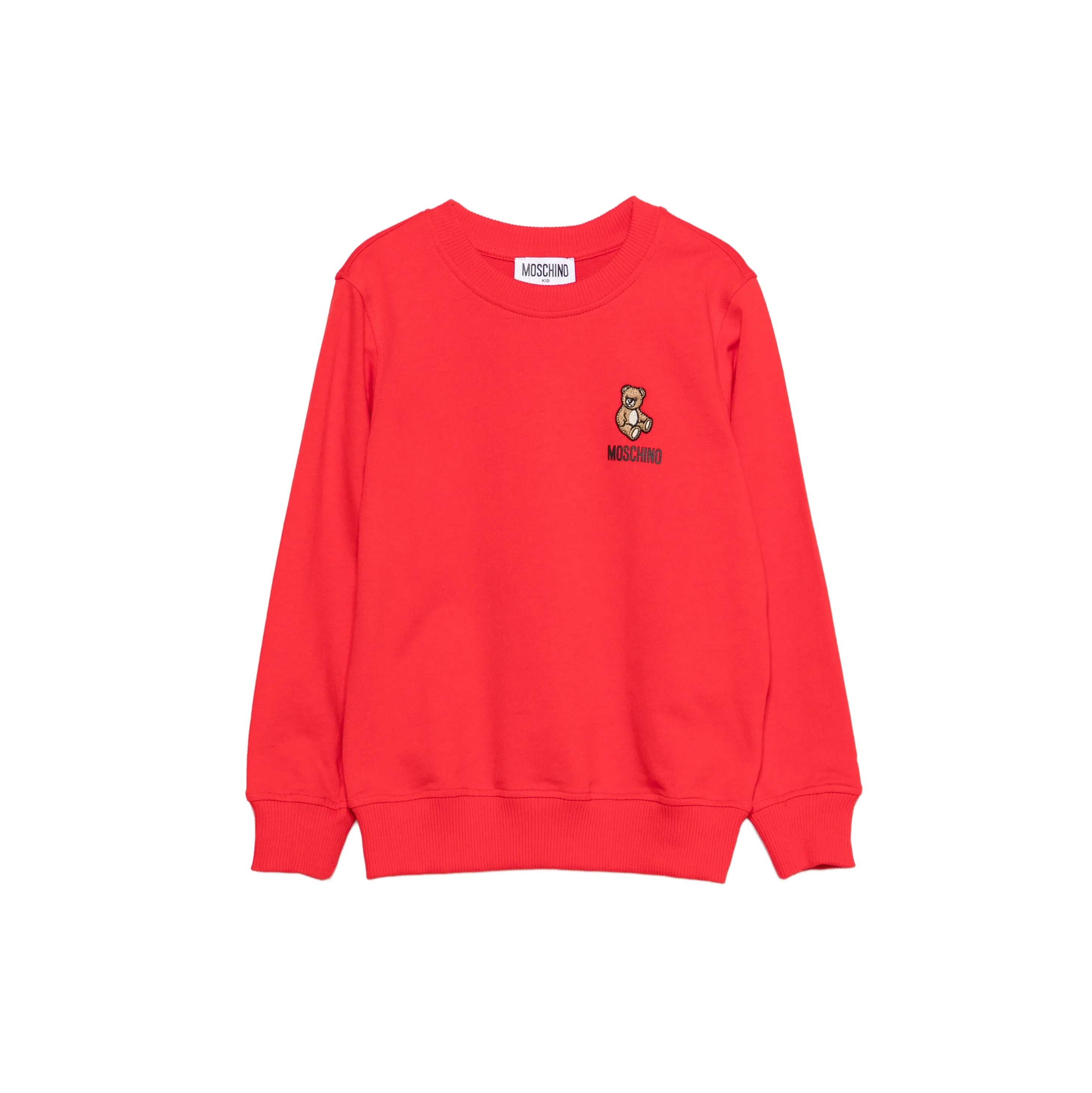 Boys & Girls Red Embroidered Bear Cotton Sweatshirt