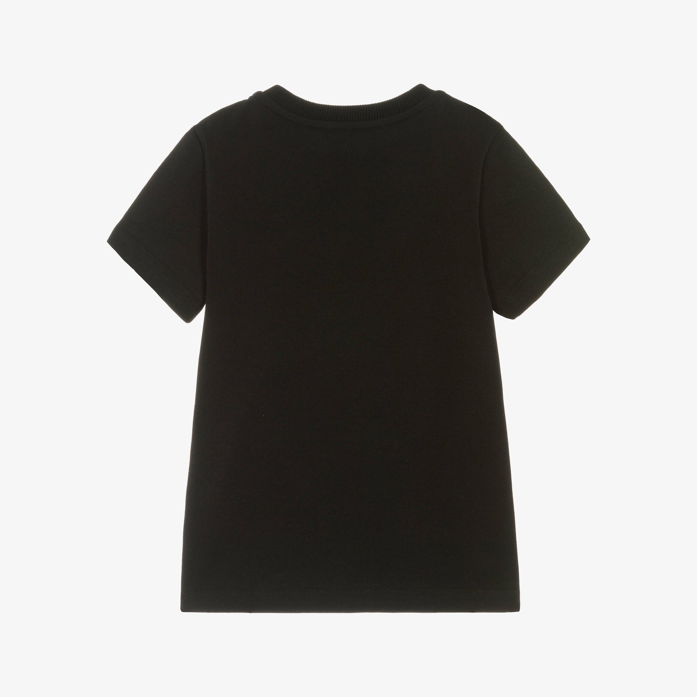 Boys & Girls Black Logo Cotton T-Shirt