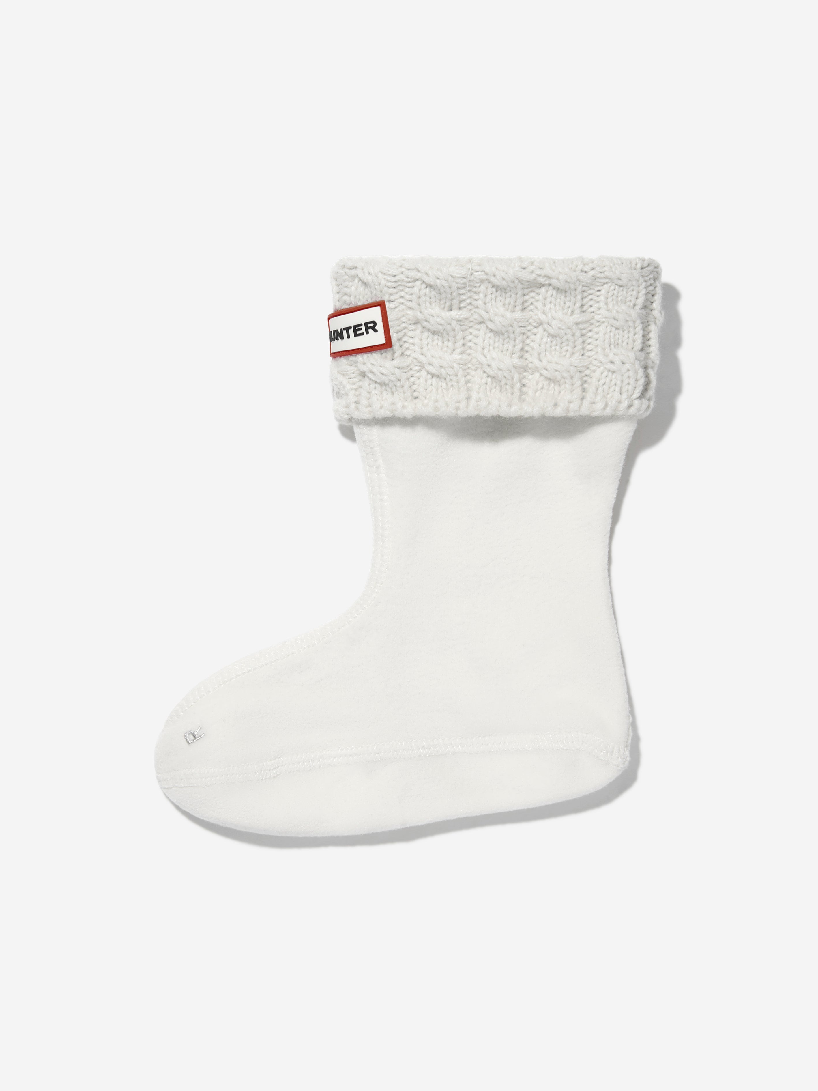 Kids Recycled 6 Stitch Cable Boot Socks in White