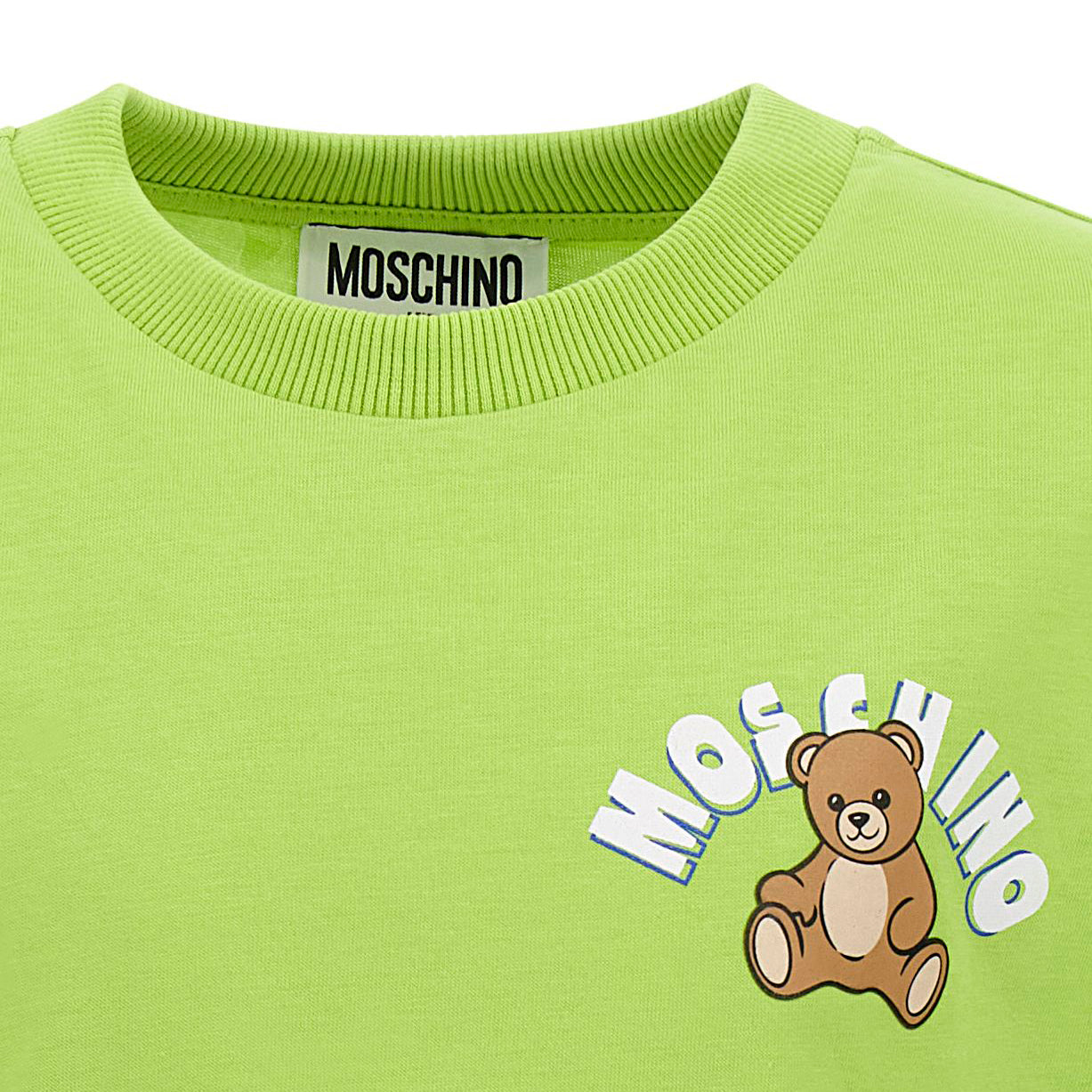 Boys & Girls Fluo Green Bear Printed Cotton T-Shirt
