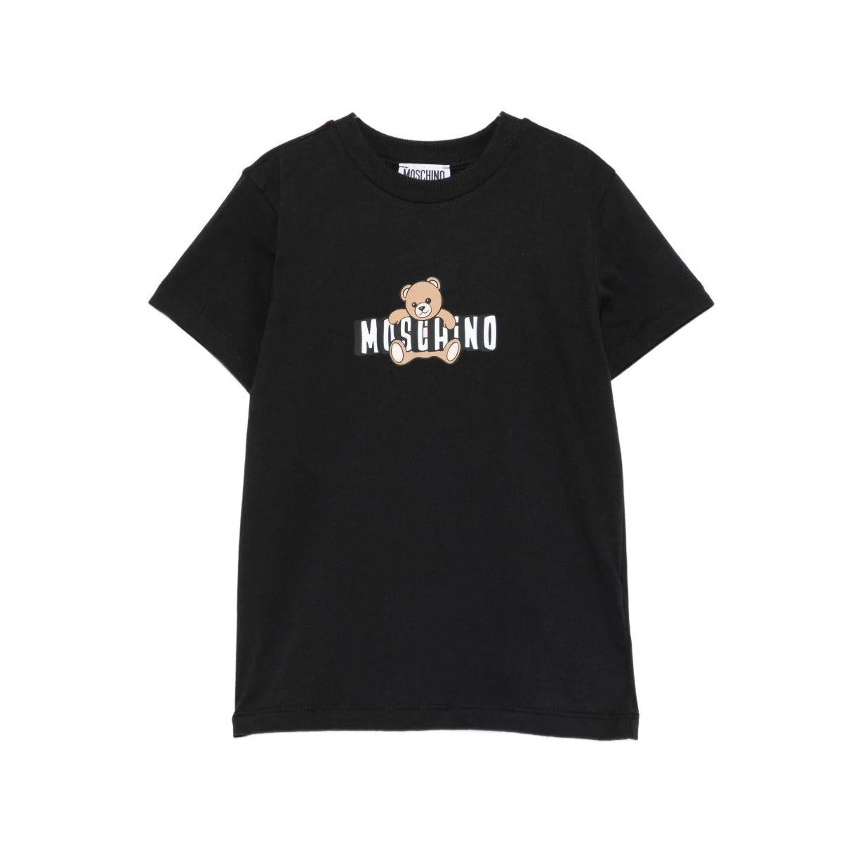 Boys & Girls Black Teddy Bear Printed Cotton T-Shirt