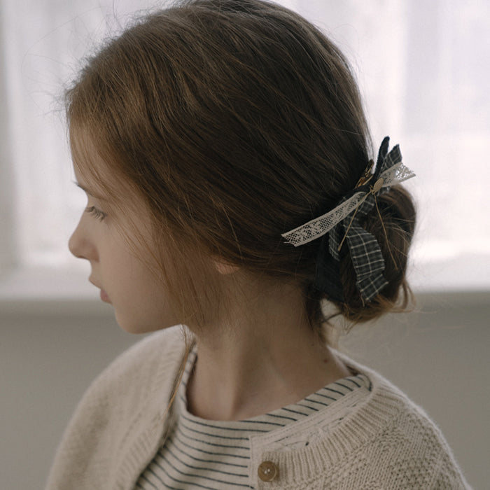 Barrette à cheveux à carreaux verts pour filles