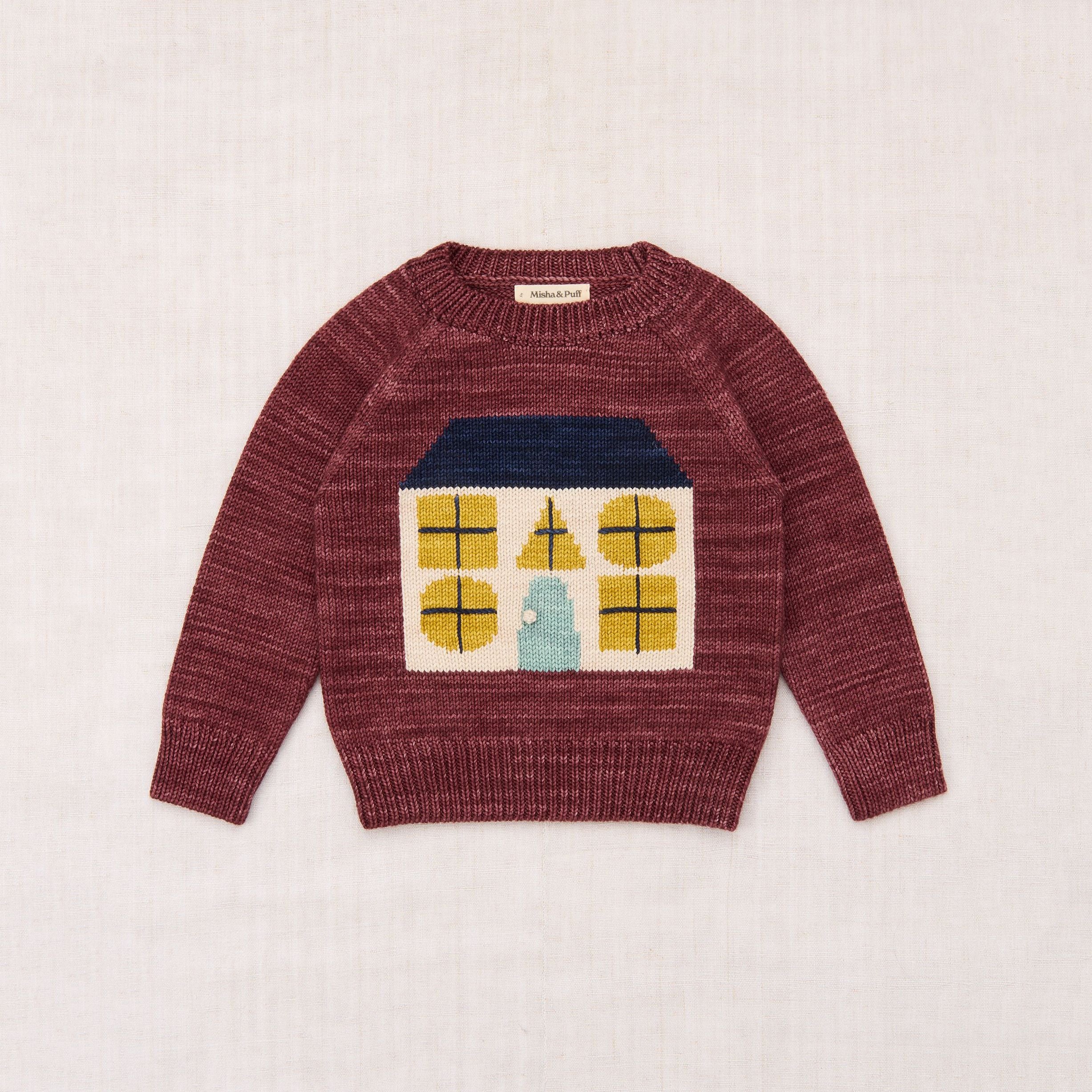 Boys & Girls Brick Red House Jacquard Wool Sweater