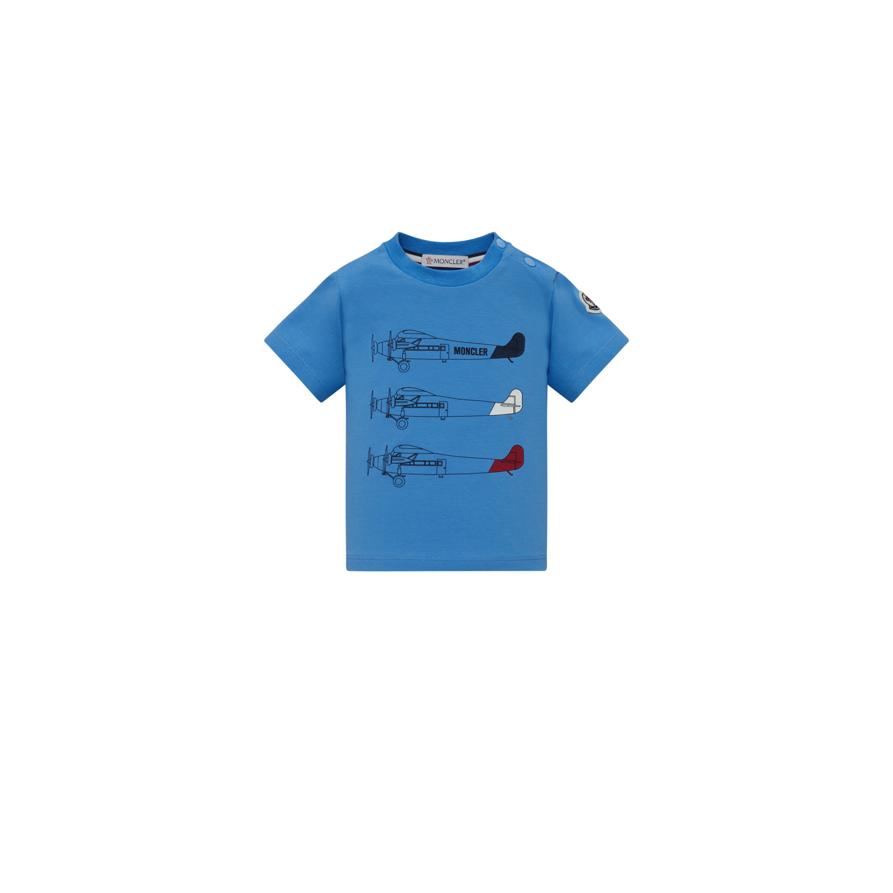 Baby Boys Blue Printed Cotton T-Shirt