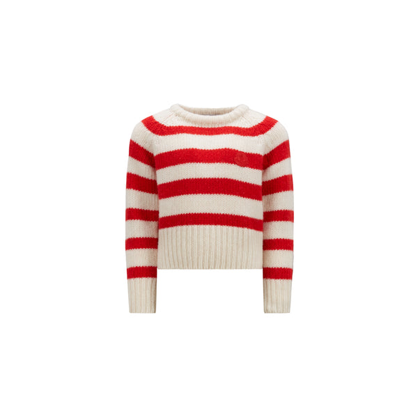 Girls Red Stripes Wool Sweater