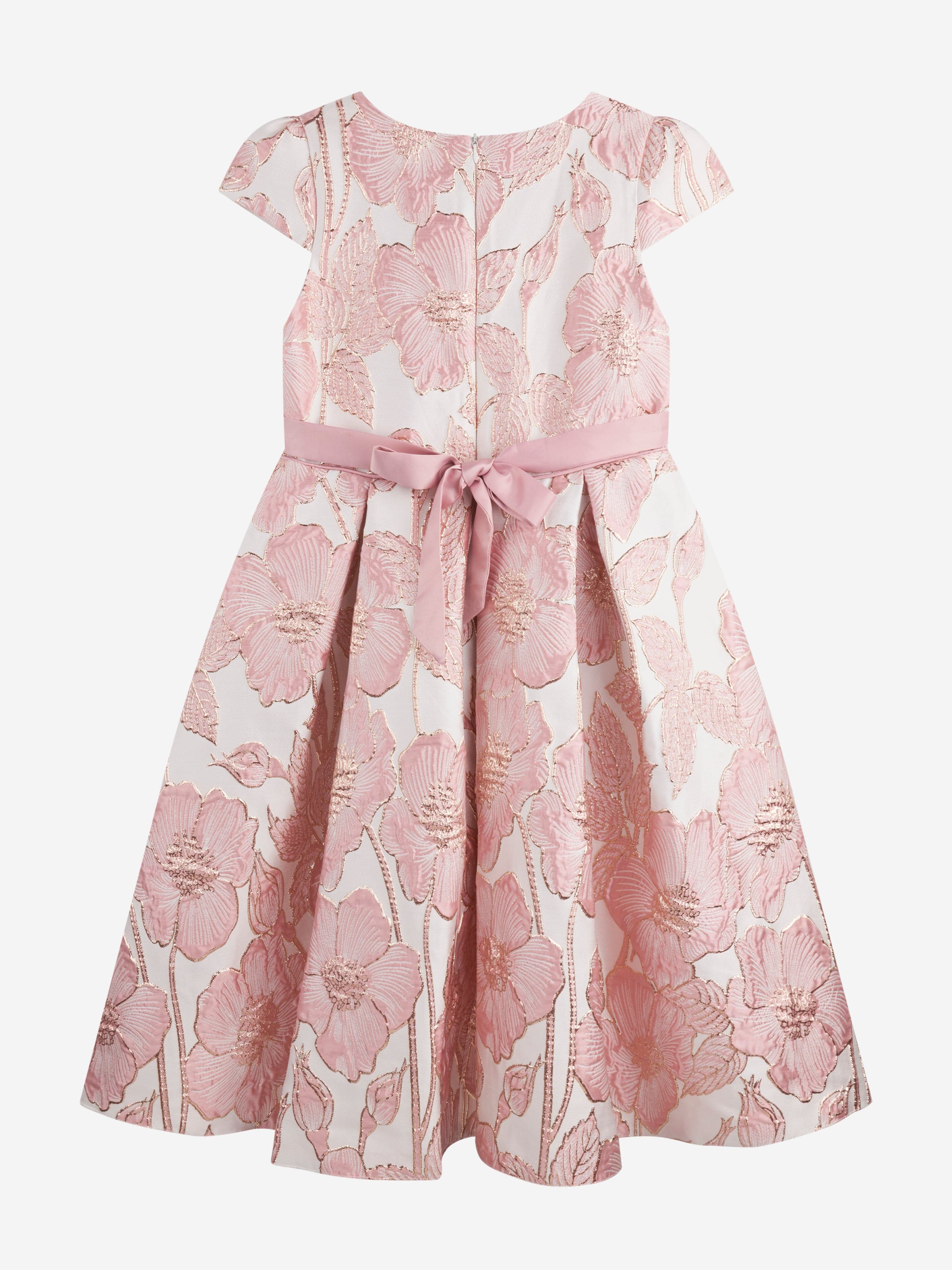 iAMe Girls Flower Brocade Dress in Pink