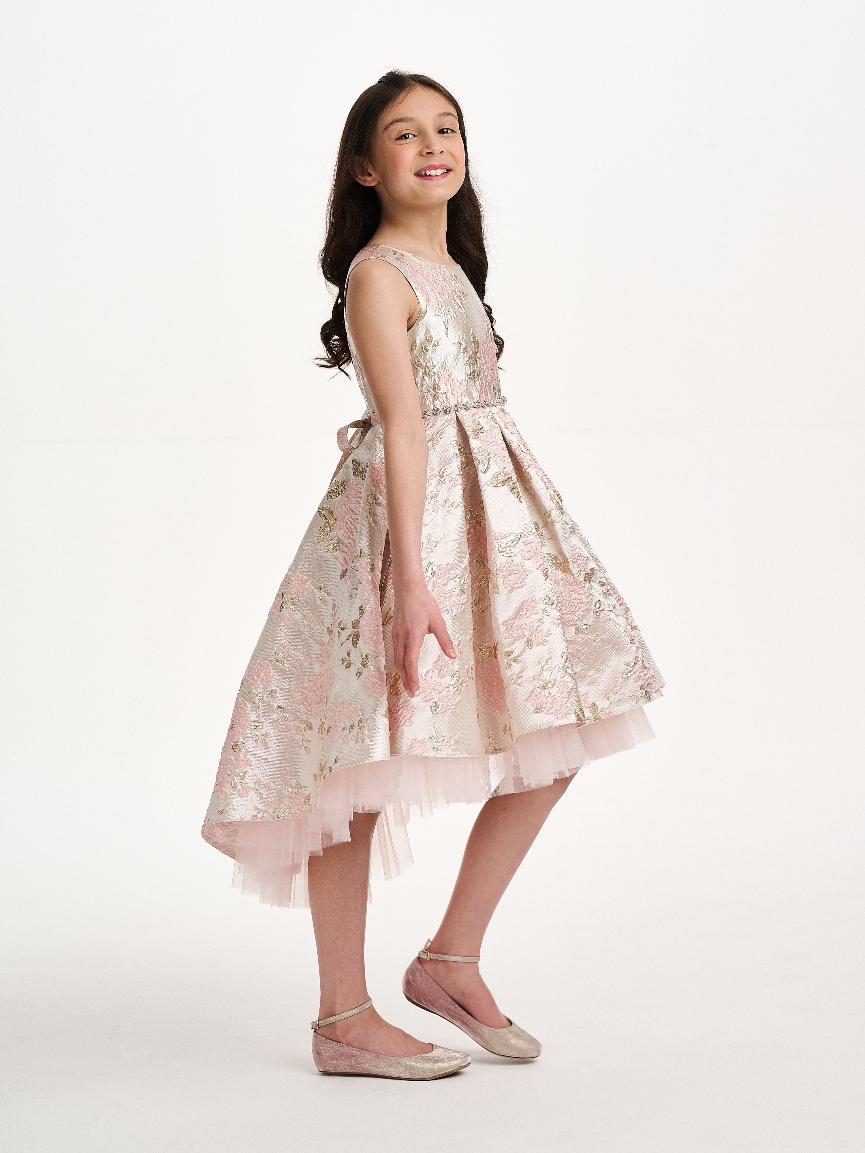 Girls Shimmering Rose Dress in Pink