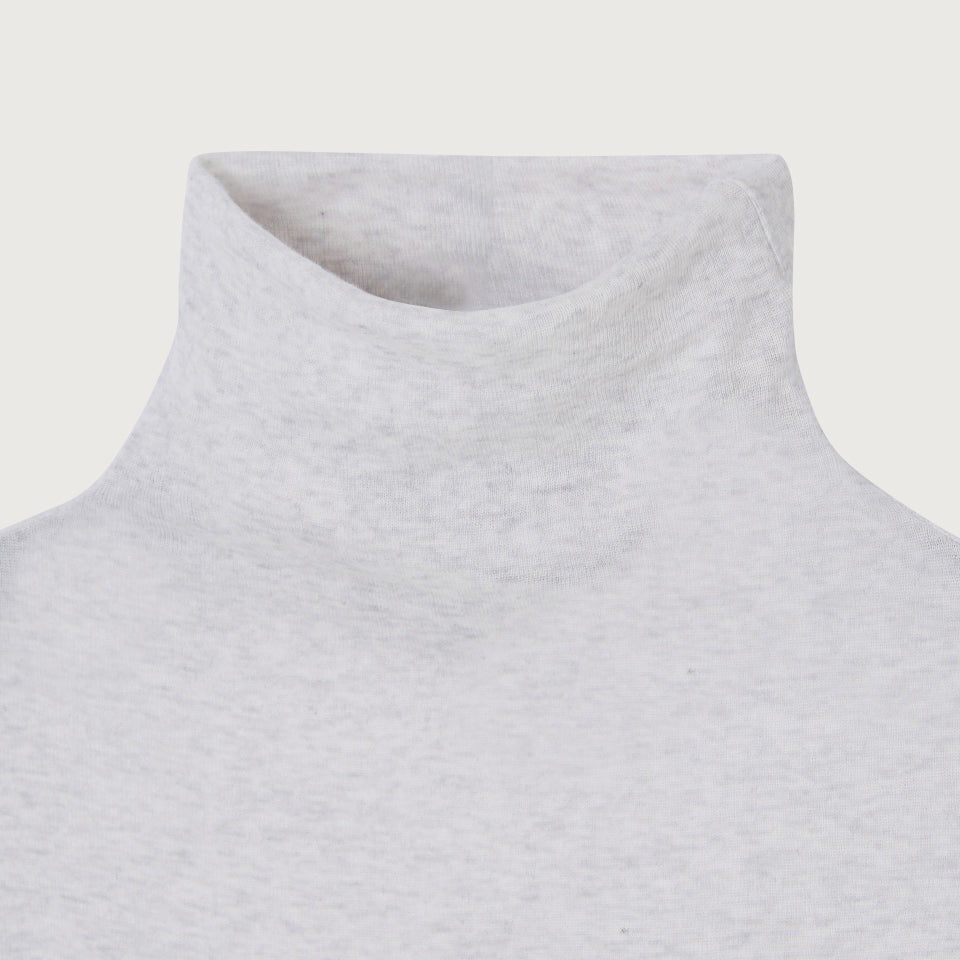 Women Light Grey Cotton High Neck T-Shirt