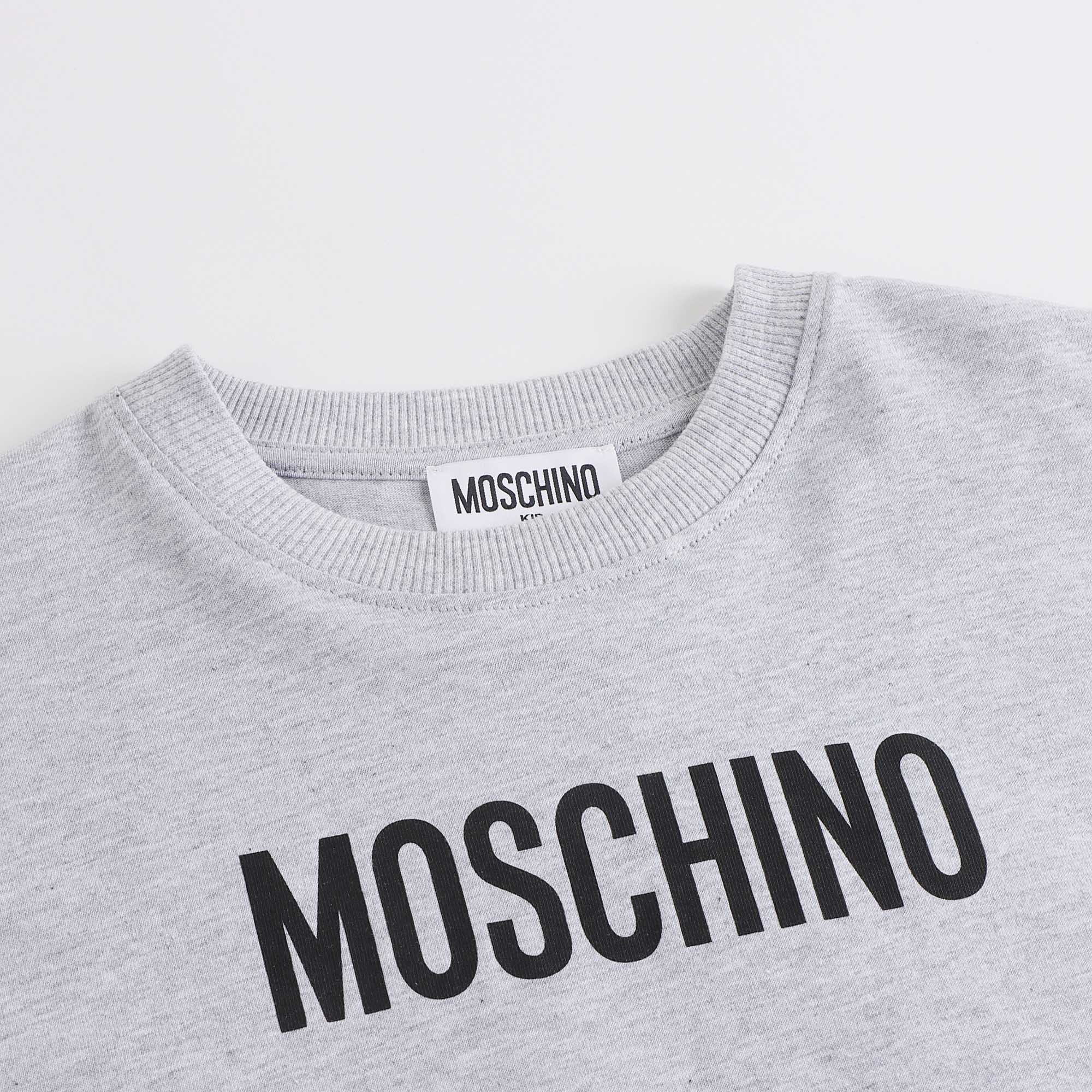 Boys & Girls Grey Logo Cotton T-Shirt