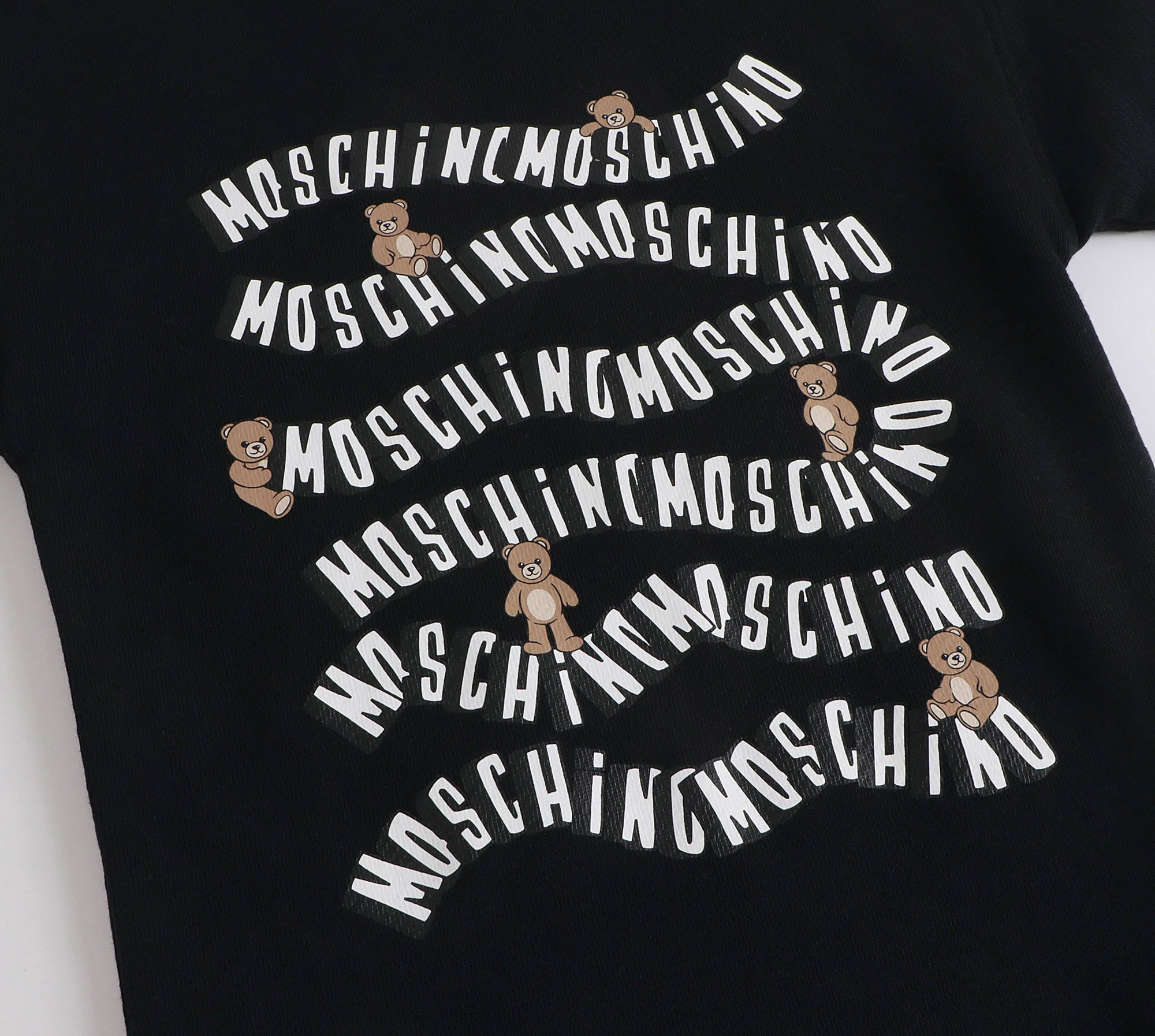 Girls Black Printed Logo Cotton Dress